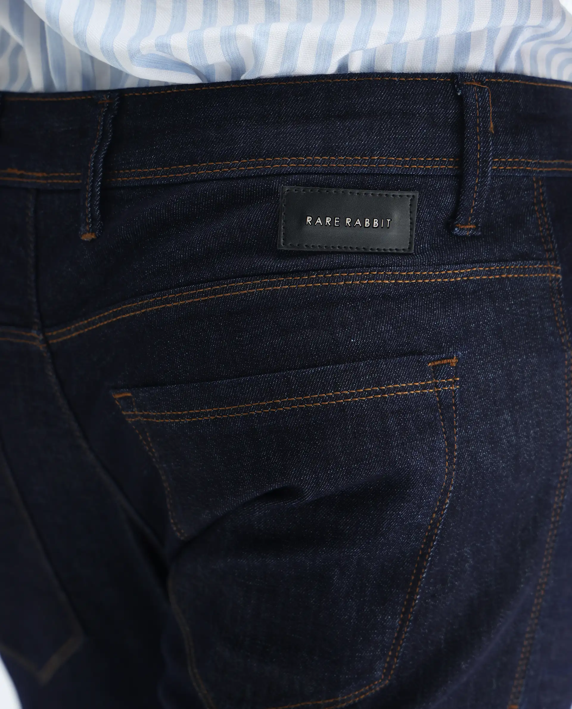 Rare Rabbit Men's Toledo Navy Cotton Plain Hawk Slim Fit Jeans - Image 8