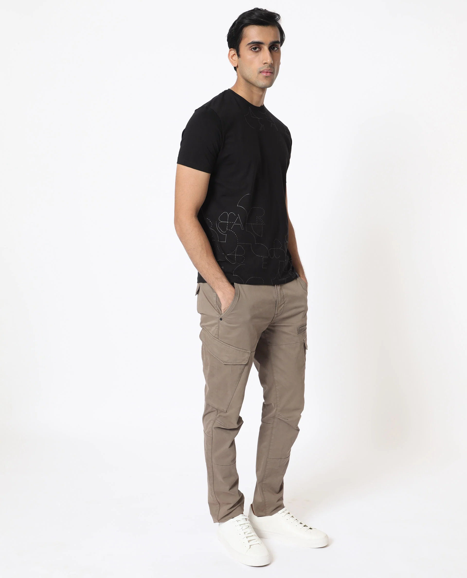 Rare Rabbit Men's Tona Black Velvet Plain Slim Fit Half Sleeve Crew Neck T-Shirt - Image 13