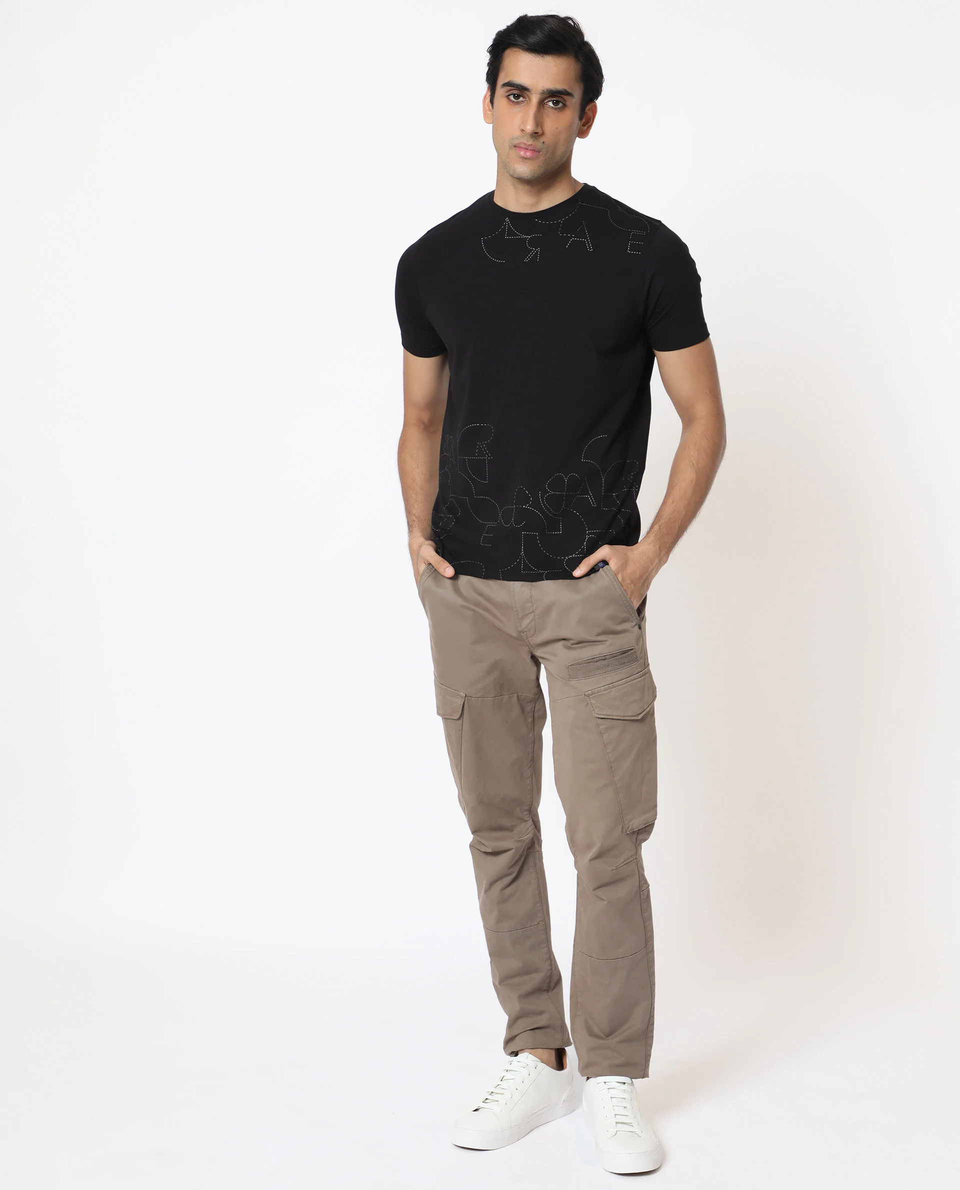Rare Rabbit Men's Tona Black Velvet Plain Slim Fit Half Sleeve Crew Neck T-Shirt - Image 19