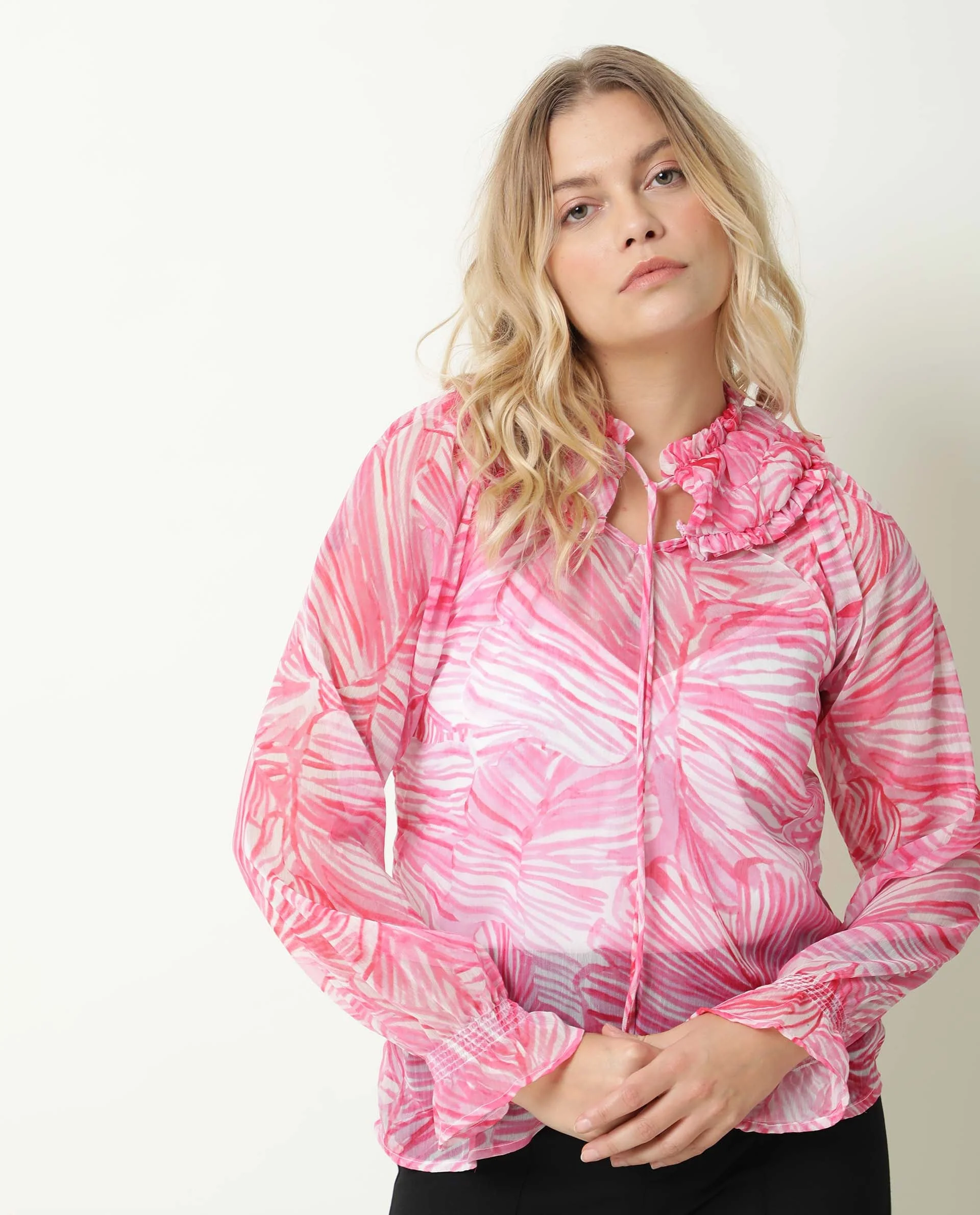 Rareism Women's Tonal Pink Sweetheart Neck Printed Knee Length Tailored Top - Image 4