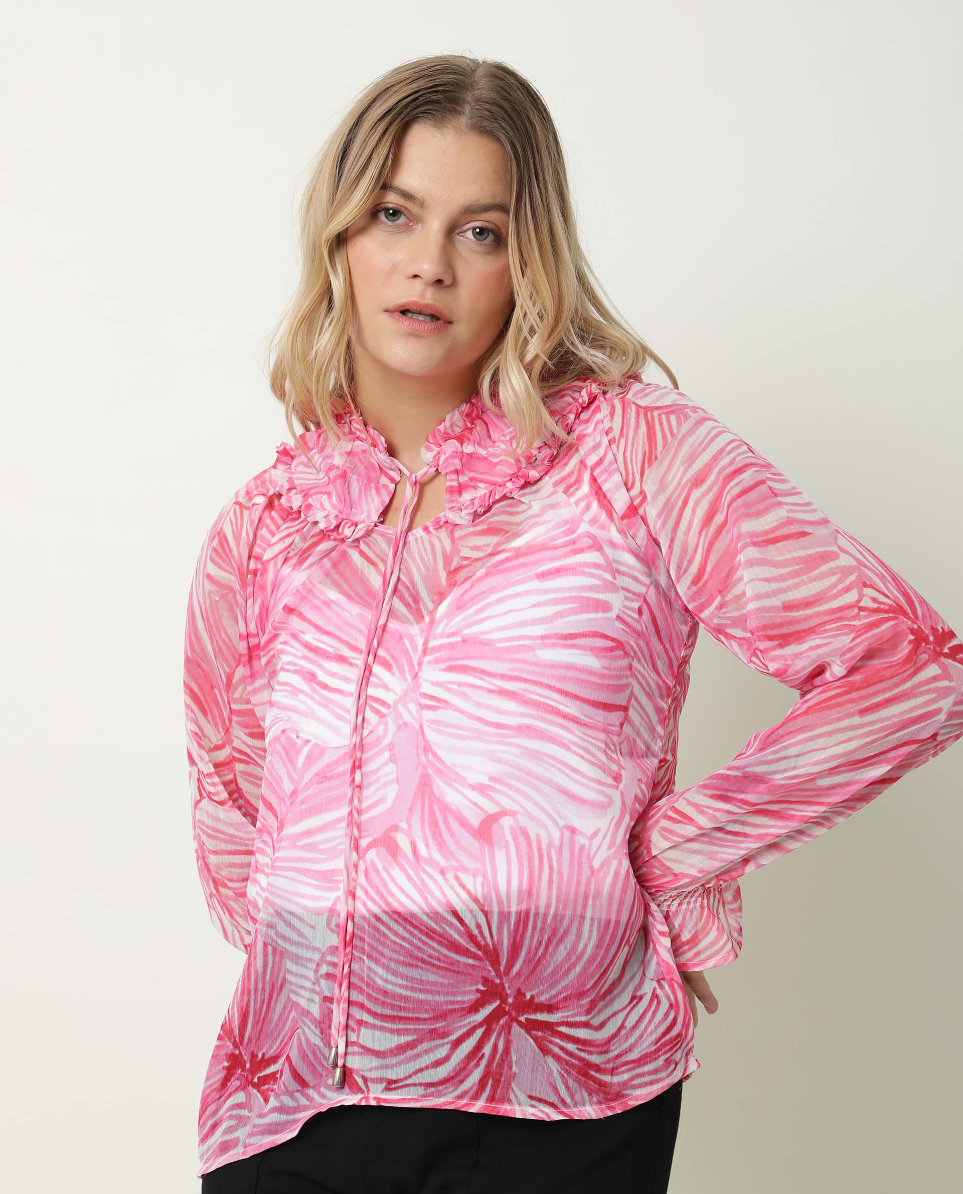 Rareism Women's Tonal Pink Sweetheart Neck Printed Knee Length Tailored Top - Image 5