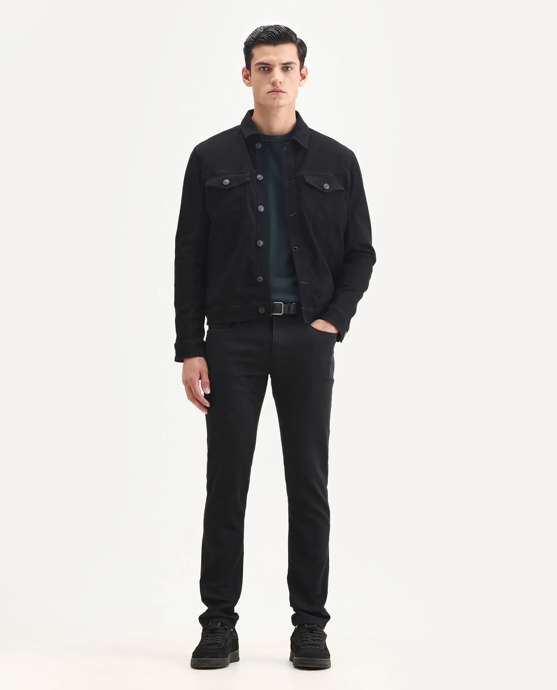 Rare Rabbit Men's Tonk Black Cotton Plain Regular Fit Full Sleeve Spread Collar Jacket - Image 4