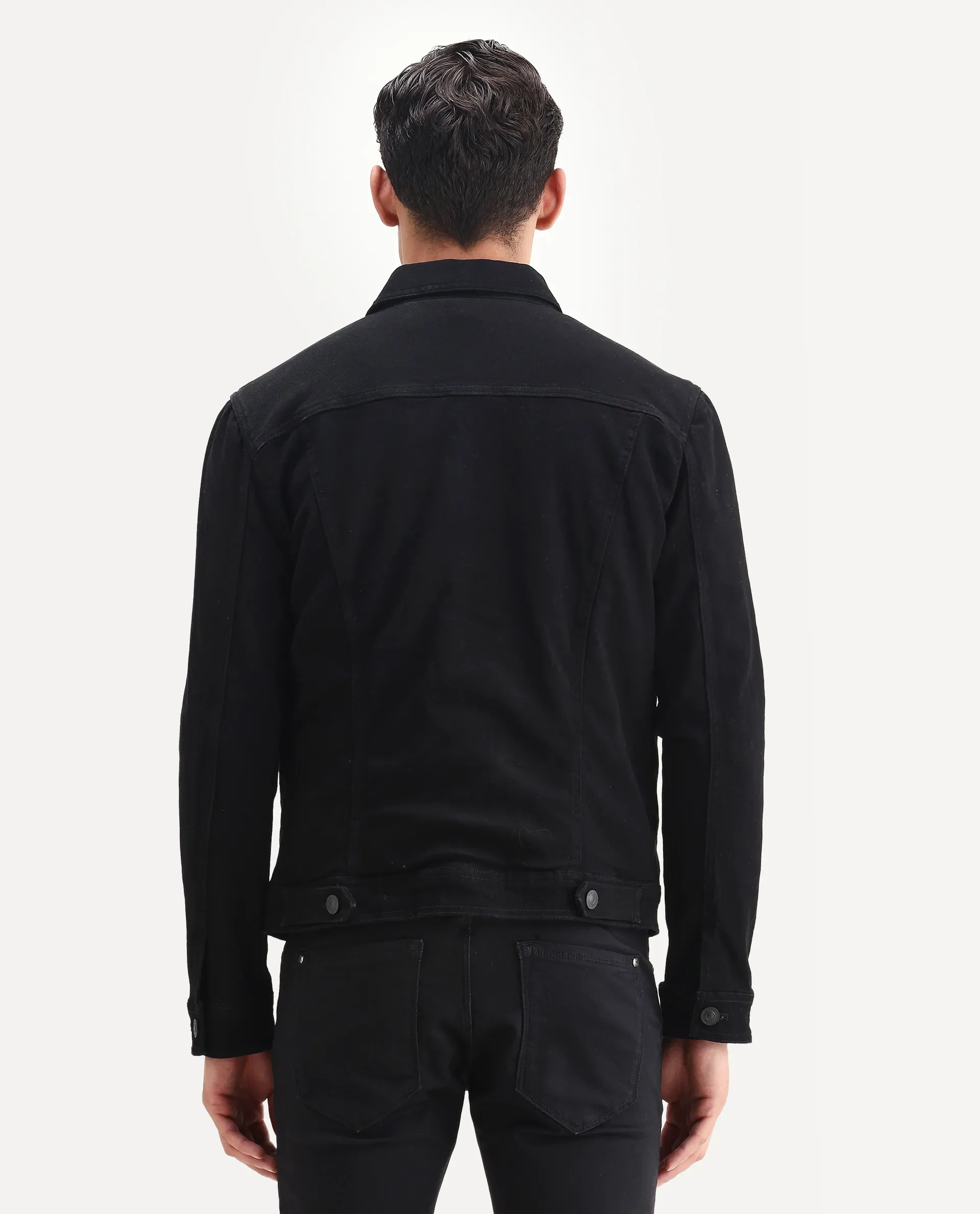Rare Rabbit Men's Tonk Black Cotton Plain Regular Fit Full Sleeve Spread Collar Jacket - Image 8