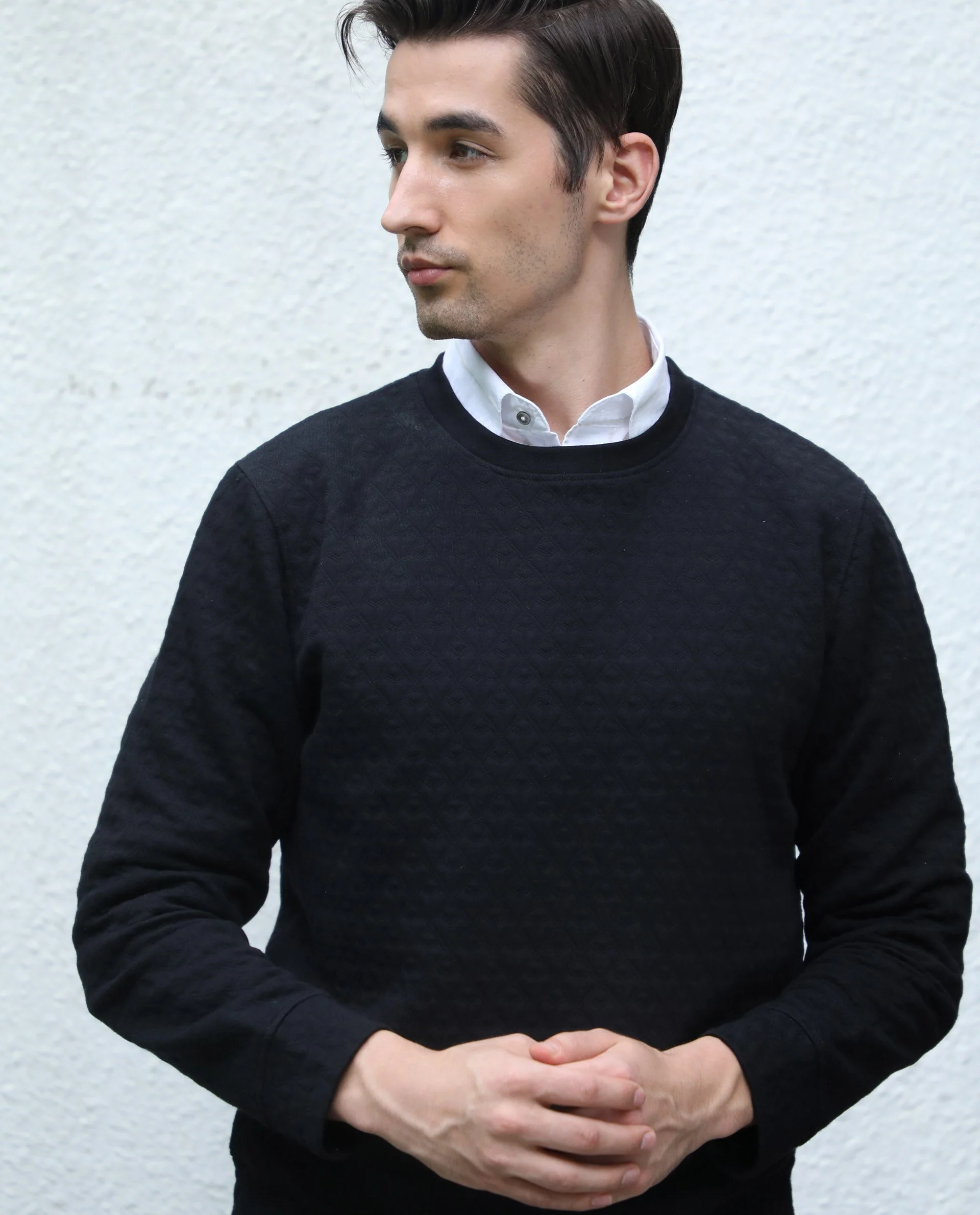 Rare Rabbit Men's Tony Black Cotton Plain Slim Fit Full Sleeve Crew Neck Sweatshirt - Image 4