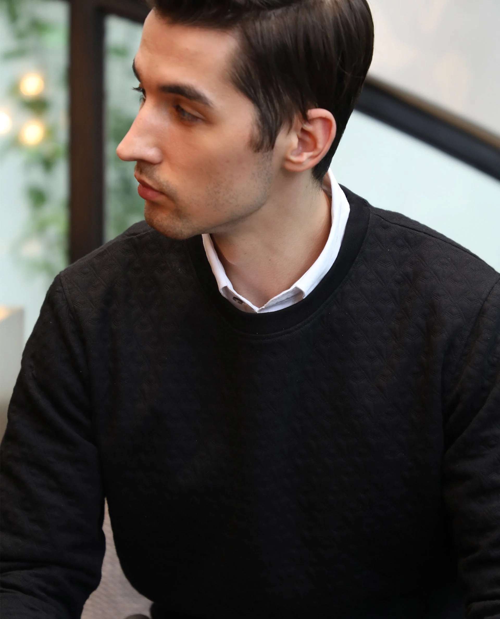 Rare Rabbit Men's Tony Black Cotton Plain Slim Fit Full Sleeve Crew Neck Sweatshirt - Image 5