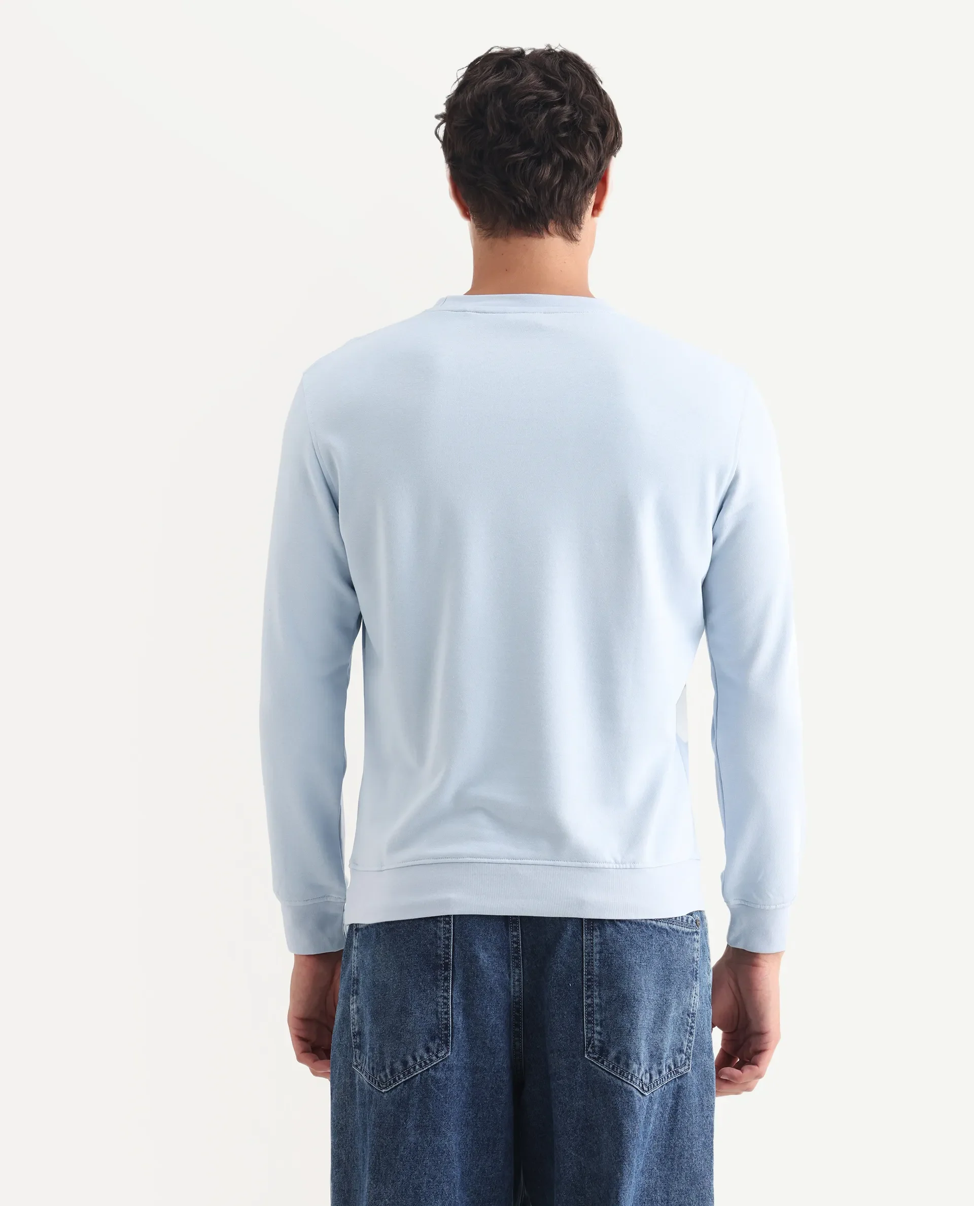 Rare Rabbit Men's Toon Light Blue Cotton Graphic Print Regular Fit Full Sleeve Crew Neck Sweatshirt - Image 7