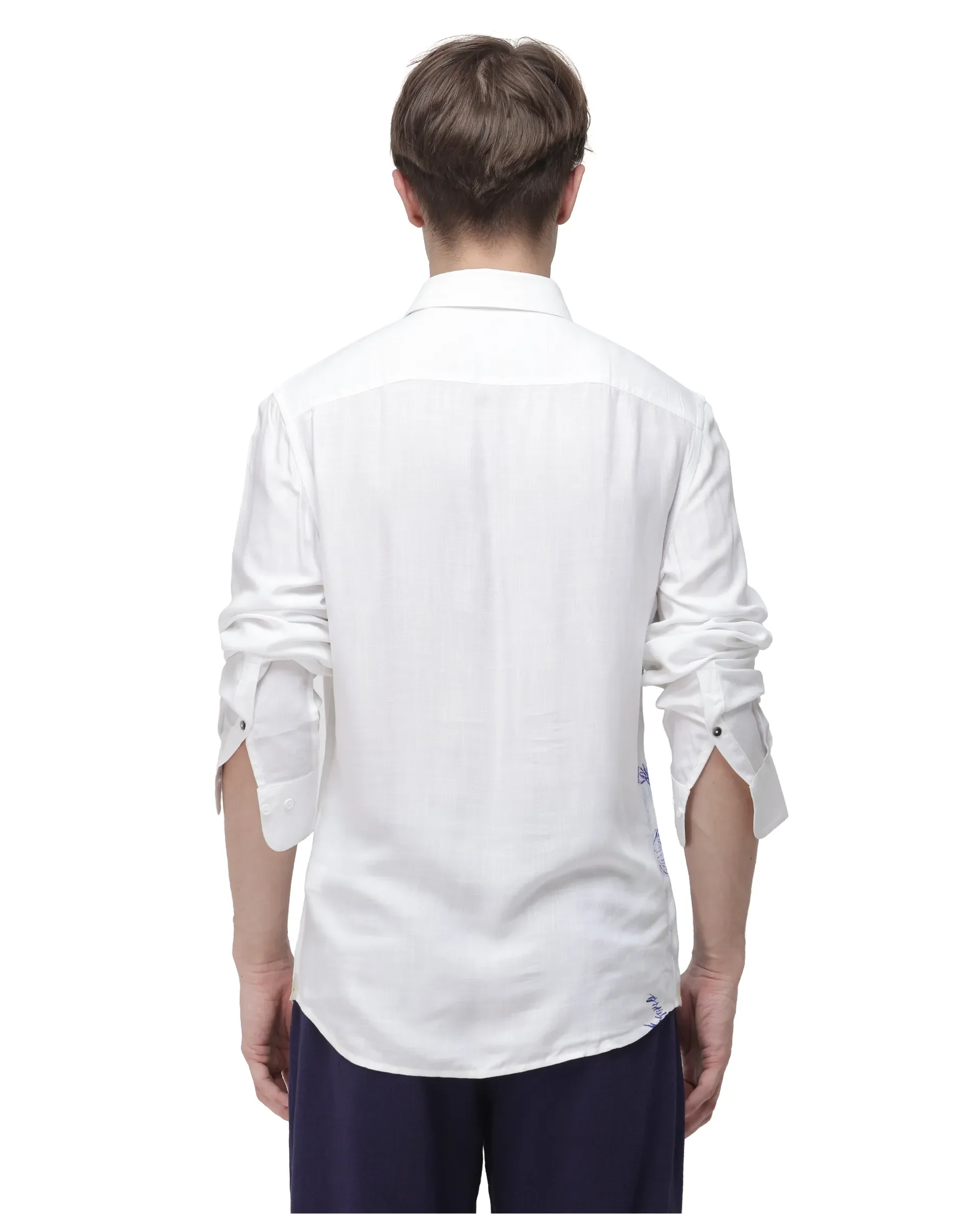 Rare Rabbit Men's Topan White Viscose Blend Abstract Print Relaxed Fit Full Sleeve Collared Shirt - Image 8