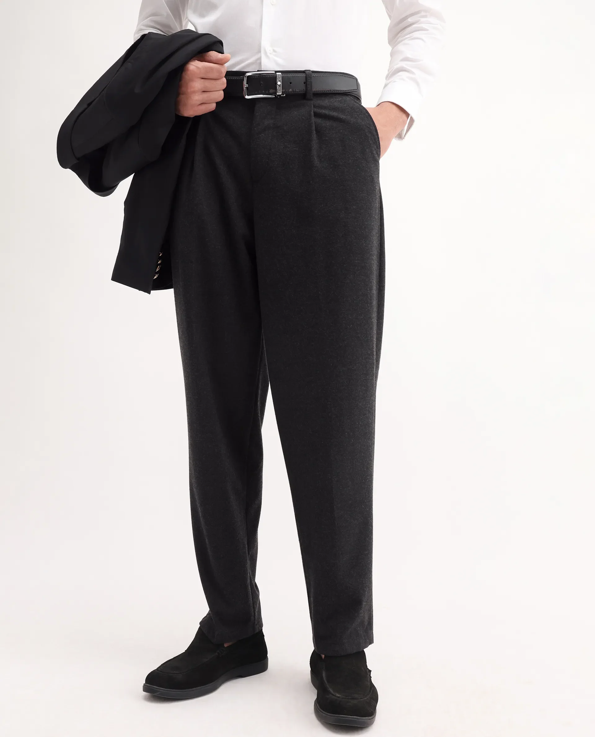Rare Rabbit Men's Tori Black Cotton Plain Relaxed Fit Trouser - Image 2