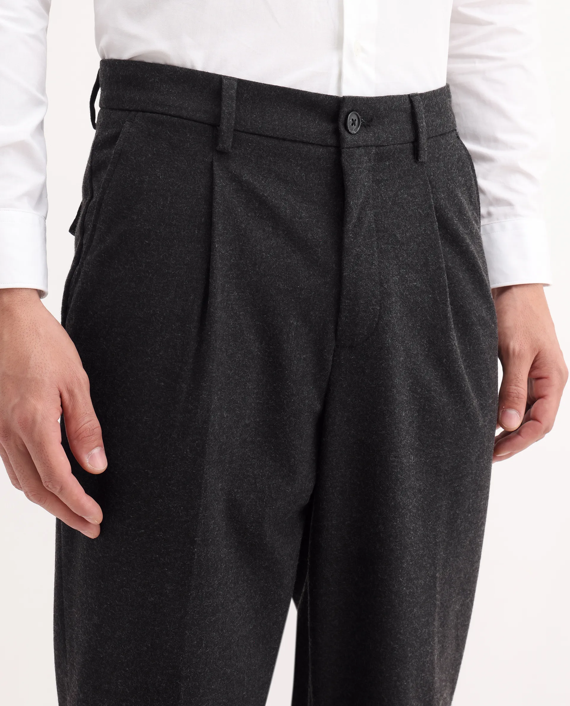 Rare Rabbit Men's Tori Black Cotton Plain Relaxed Fit Trouser - Image 3