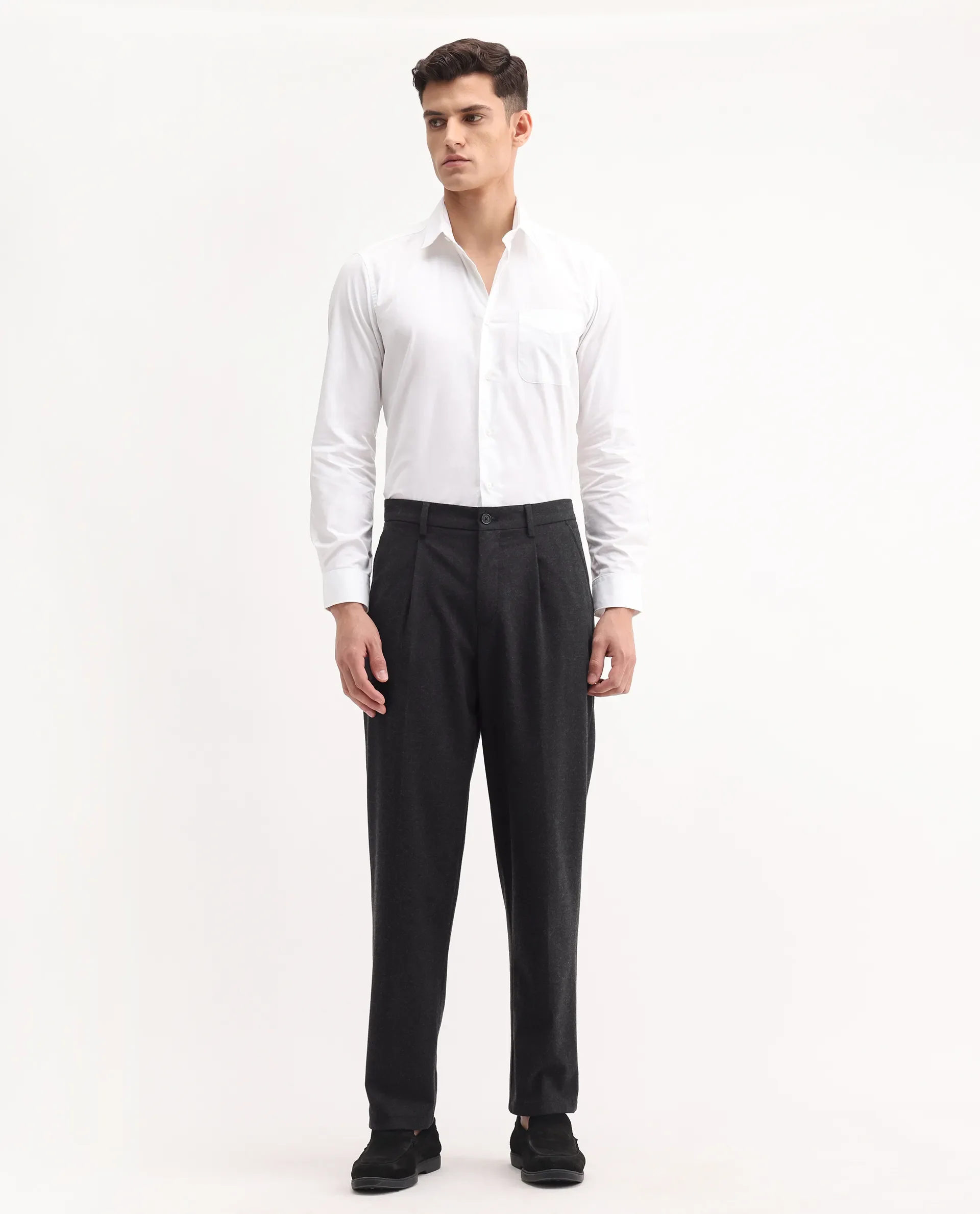 Rare Rabbit Men's Tori Black Cotton Plain Relaxed Fit Trouser - Image 4