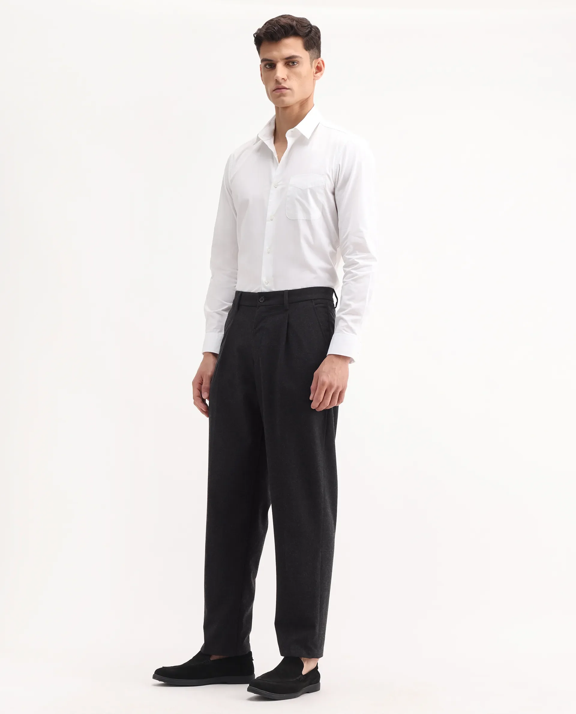 Rare Rabbit Men's Tori Black Cotton Plain Relaxed Fit Trouser - Image 6