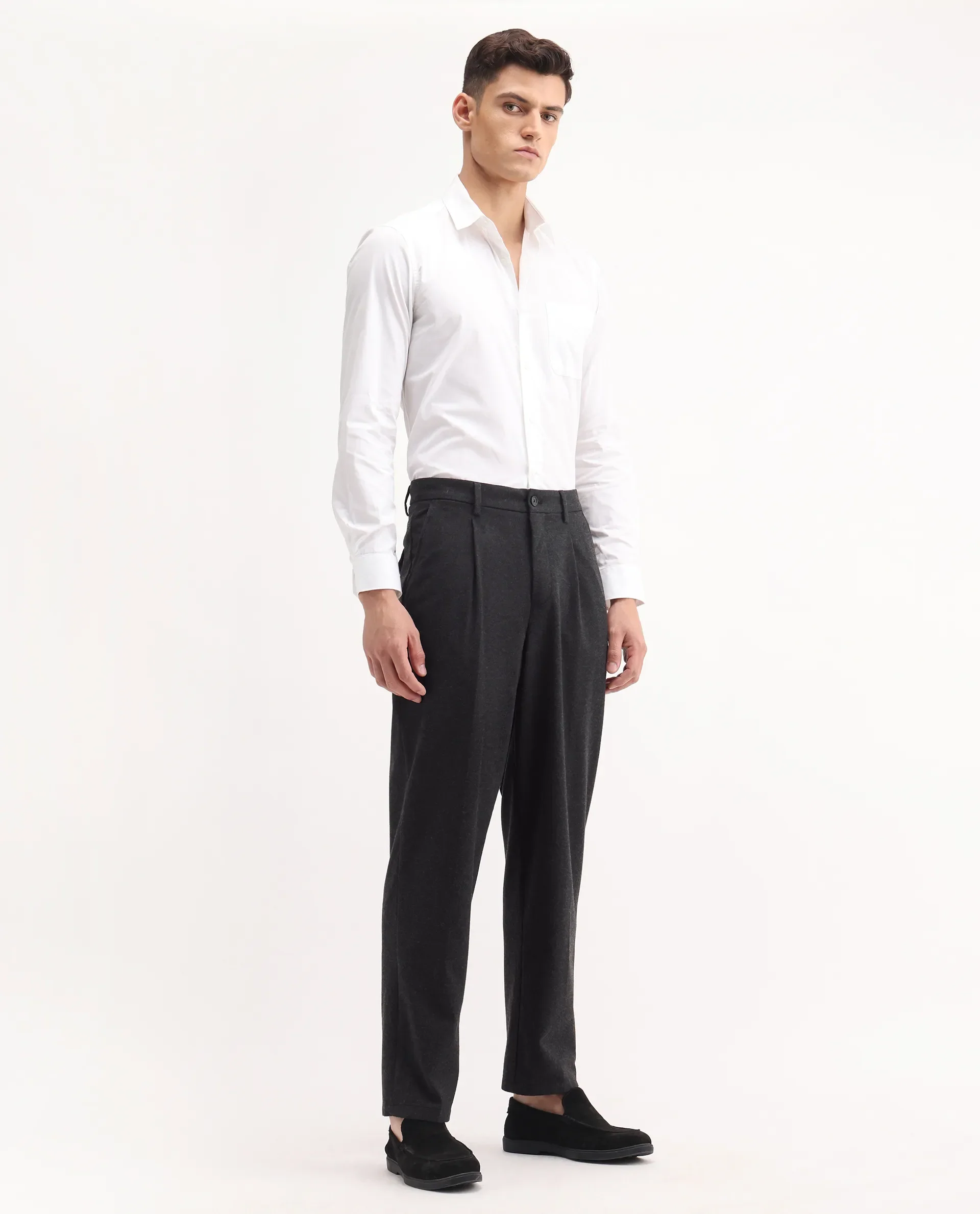 Rare Rabbit Men's Tori Black Cotton Plain Relaxed Fit Trouser - Image 7