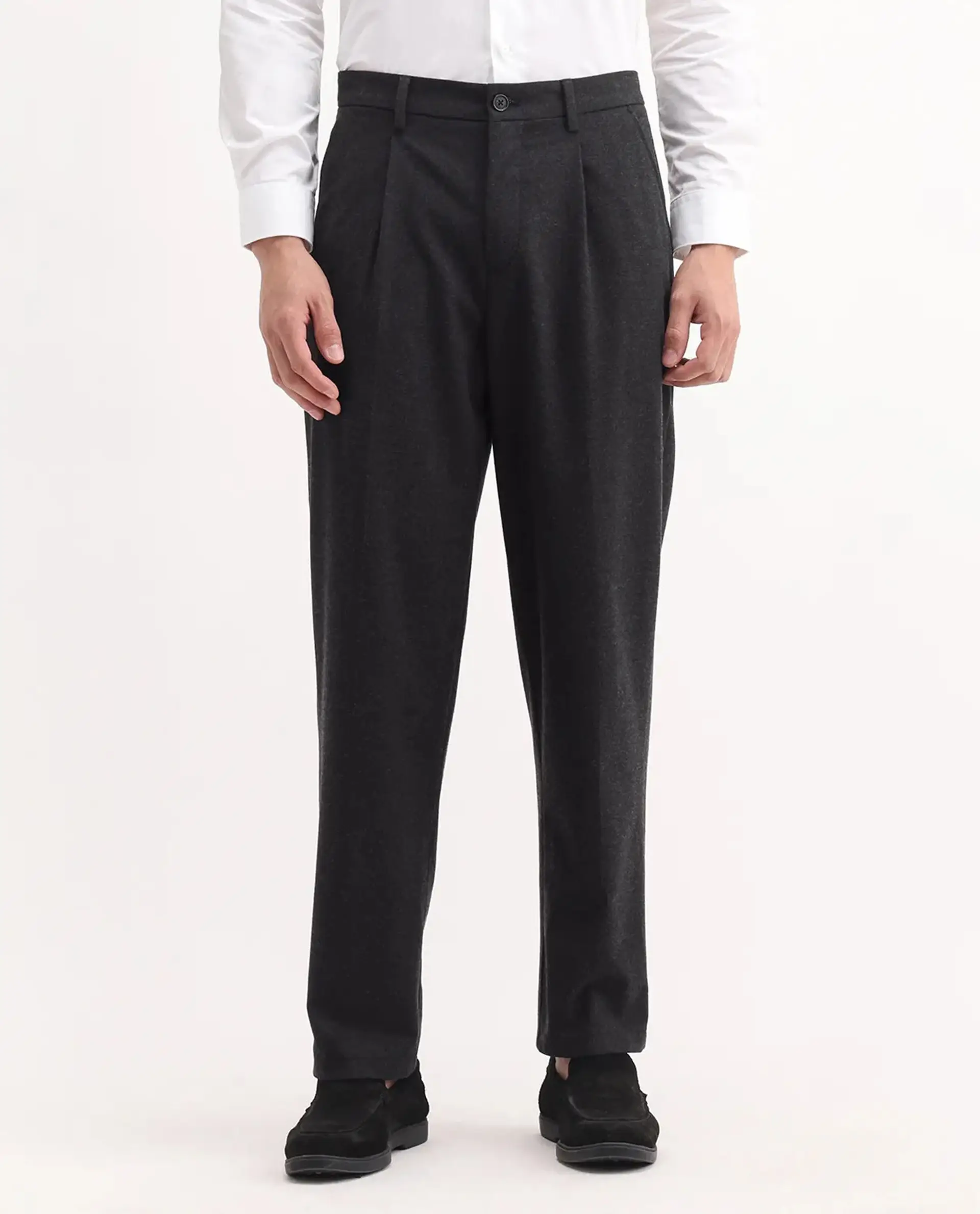 Rare Rabbit Men's Tori Black Cotton Plain Relaxed Fit Trouser - Image 9