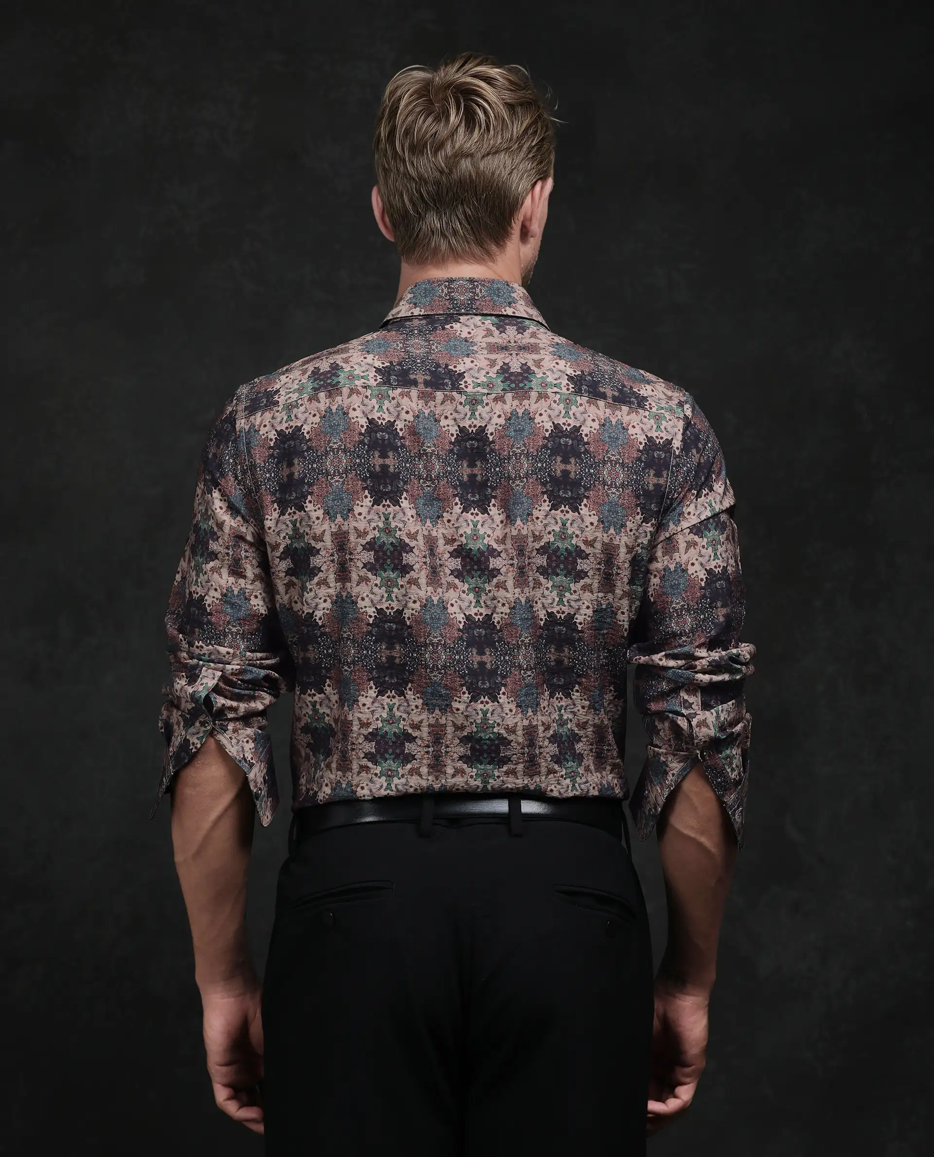 Rare Rabbit Men's Viscose Blend Abstract Print Regular Fit Full Sleeve Collared Shirt - Image 4