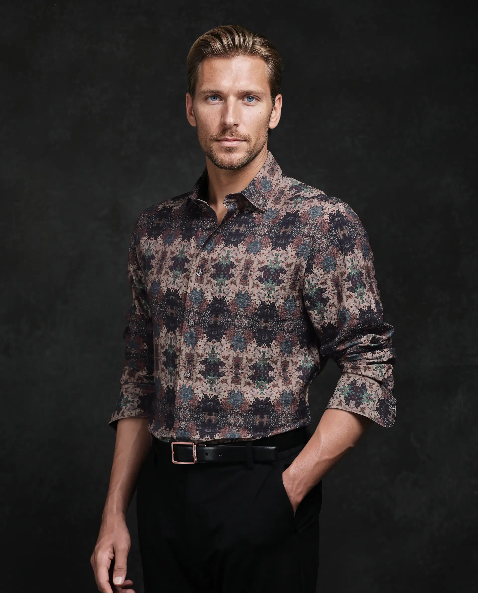 Rare Rabbit Men's Viscose Blend Abstract Print Regular Fit Full Sleeve Collared Shirt - Image 6