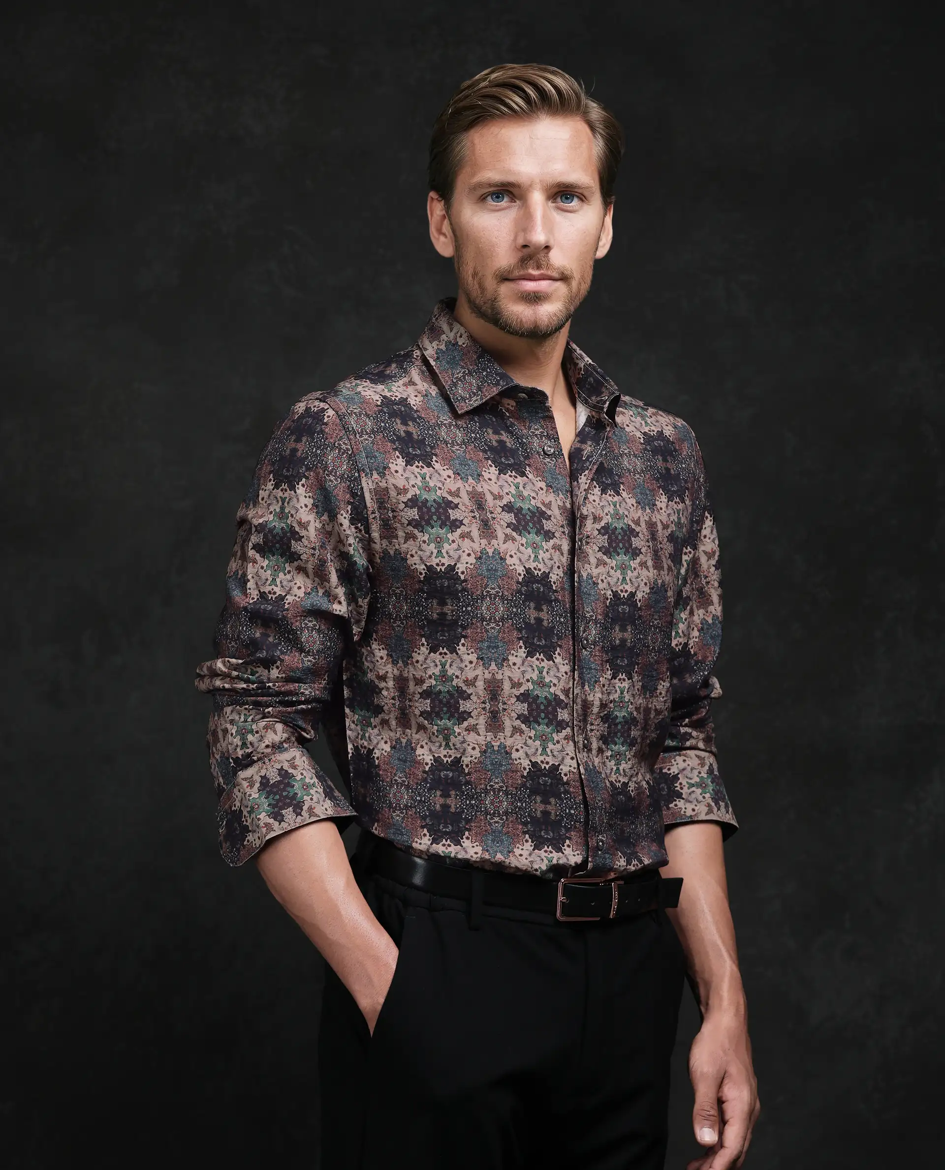 Rare Rabbit Men's Viscose Blend Abstract Print Regular Fit Full Sleeve Collared Shirt - Image 7