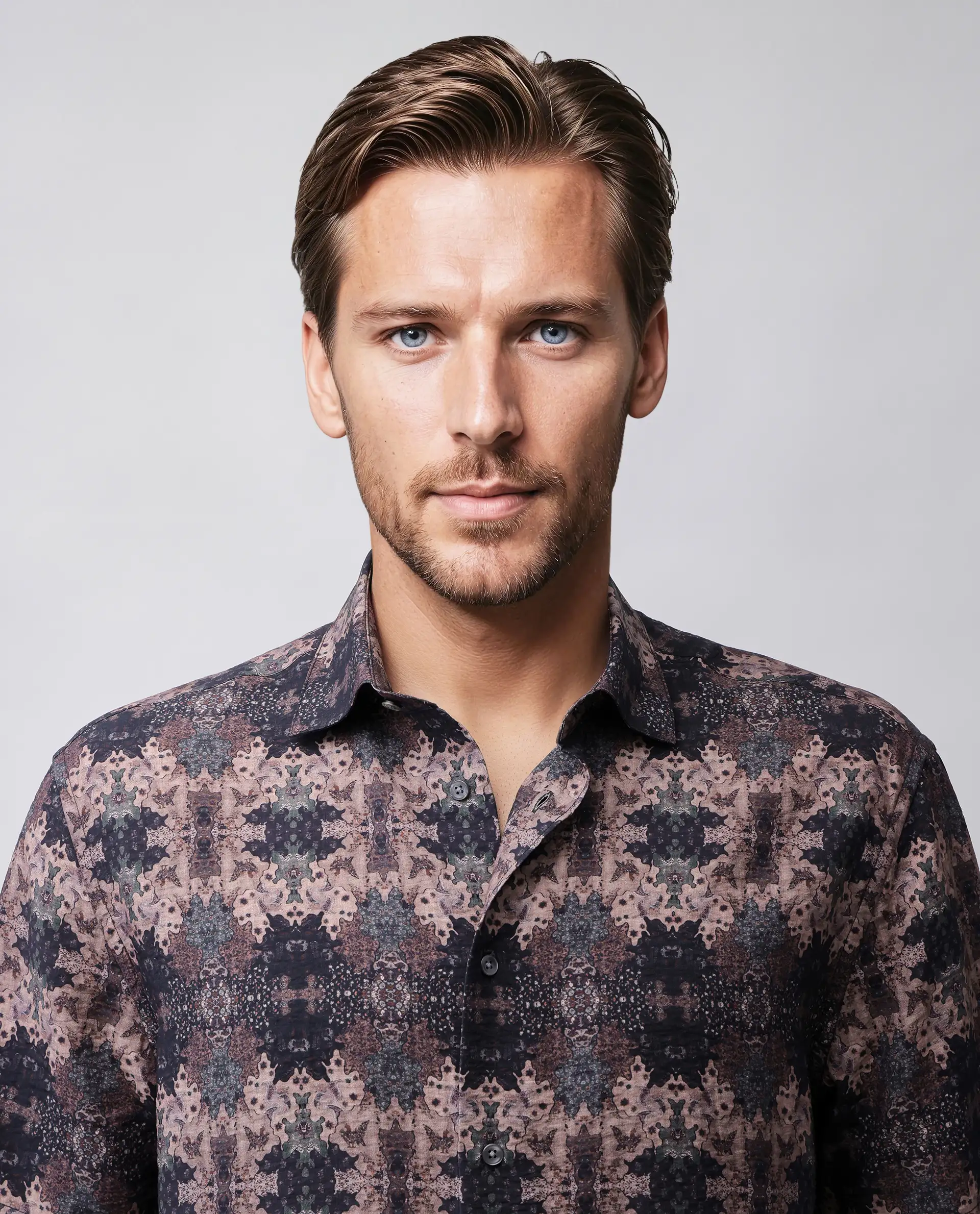 Rare Rabbit Men's Toro-Ss Brown Viscose Blend Abstract Print Regular Fit Half Sleeve Collared Shirt - Image 5