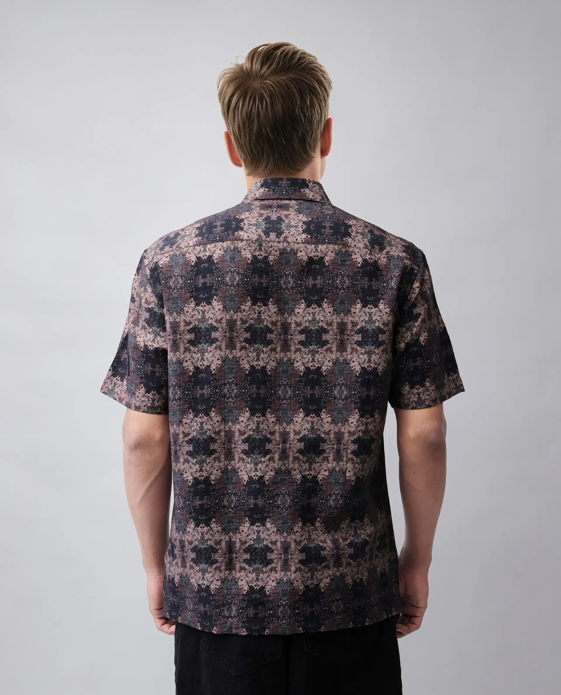 Rare Rabbit Men's Toro-Ss Brown Viscose Blend Abstract Print Regular Fit Half Sleeve Collared Shirt - Image 7