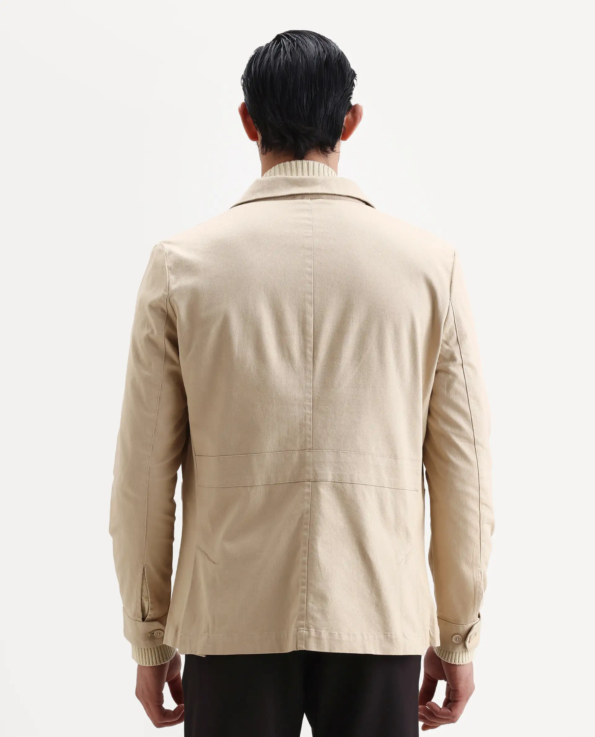 Rare Rabbit Men's Torroy Beige Cotton Blend Plain Regular Fit Full Sleeve Spread Collar Jacket - Image 7