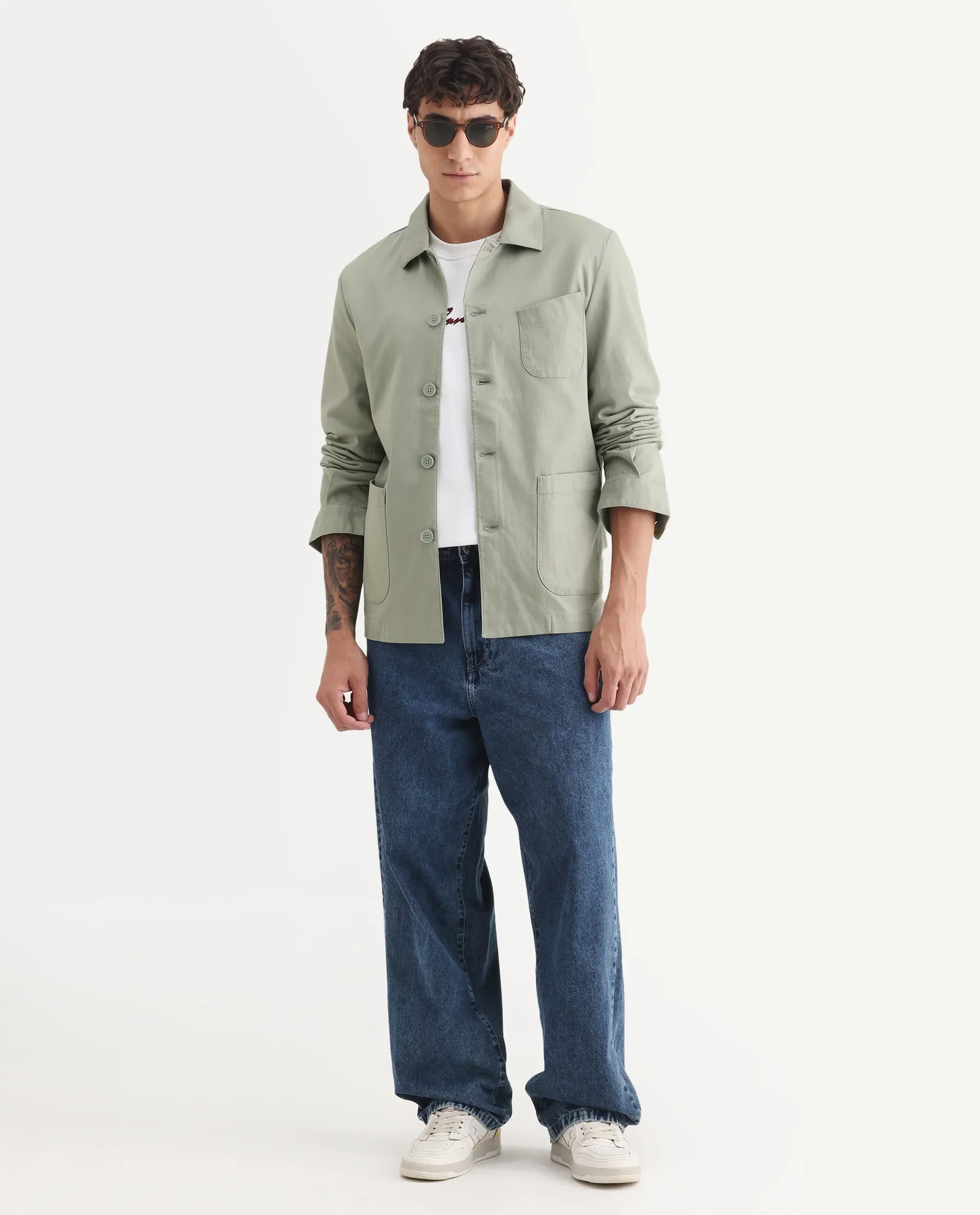 Rare Rabbit Men's Cotton Blend Plain Regular Fit Full Sleeve Spread Collar Jacket - Image 2