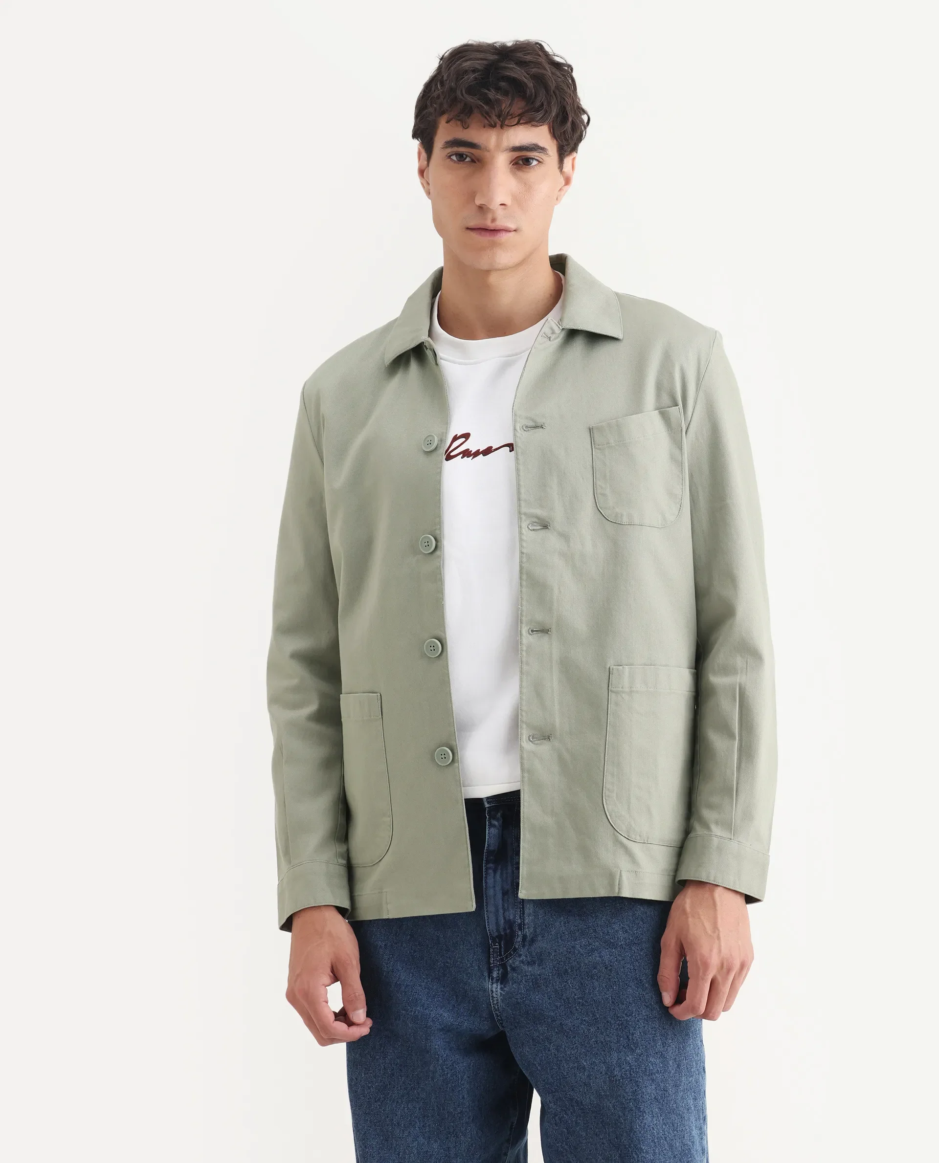 Rare Rabbit Men's Cotton Blend Plain Regular Fit Full Sleeve Spread Collar Jacket - Image 3