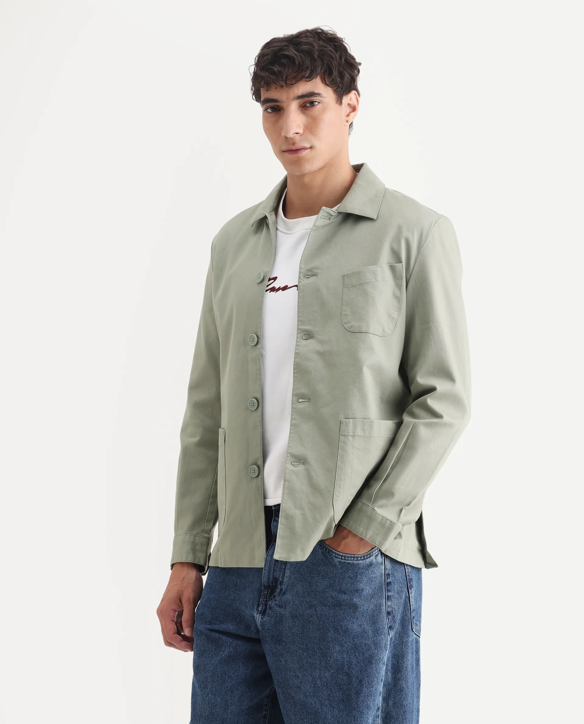 Rare Rabbit Men's Cotton Blend Plain Regular Fit Full Sleeve Spread Collar Jacket - Image 4