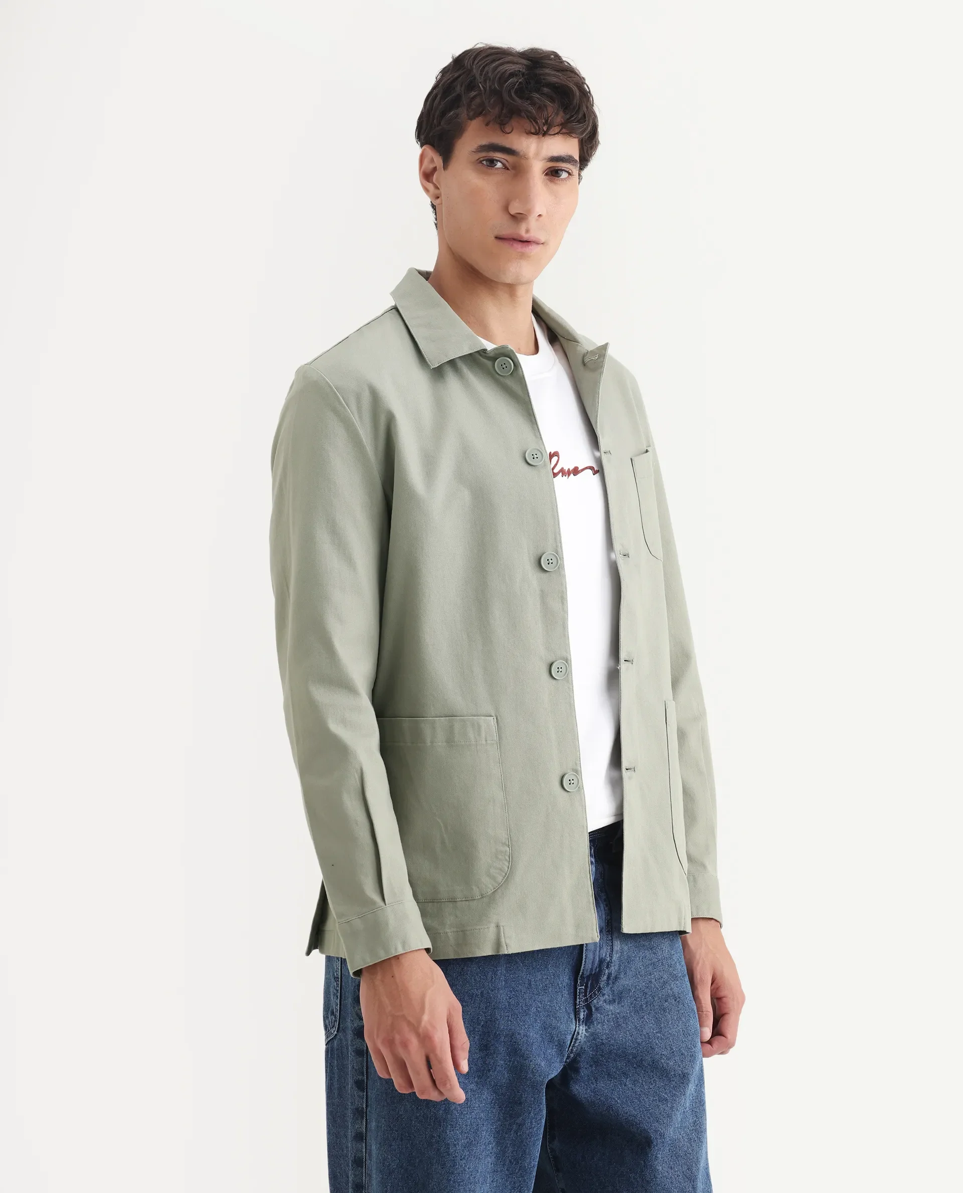 Rare Rabbit Men's Cotton Blend Plain Regular Fit Full Sleeve Spread Collar Jacket - Image 5