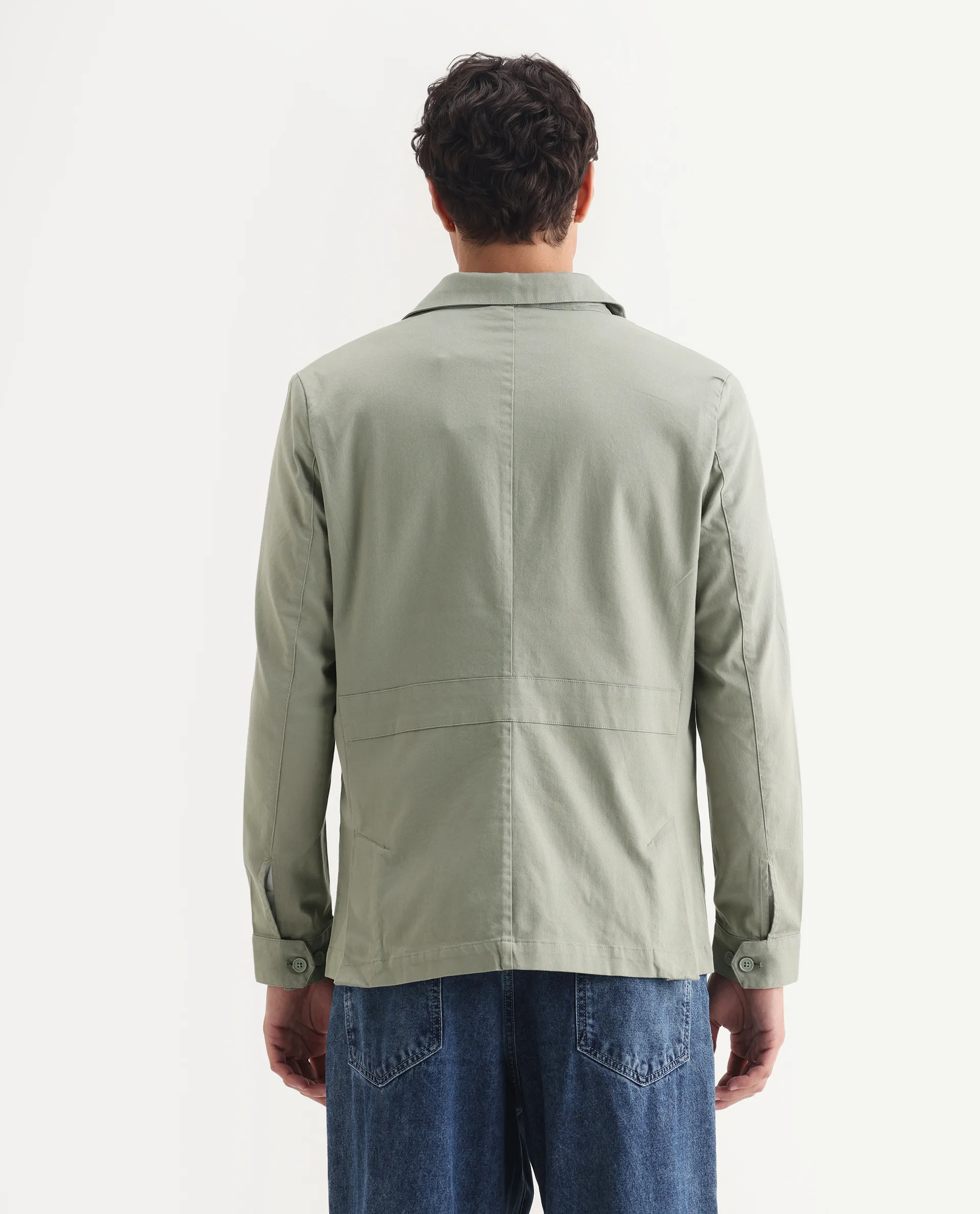 Rare Rabbit Men's Cotton Blend Plain Regular Fit Full Sleeve Spread Collar Jacket - Image 6