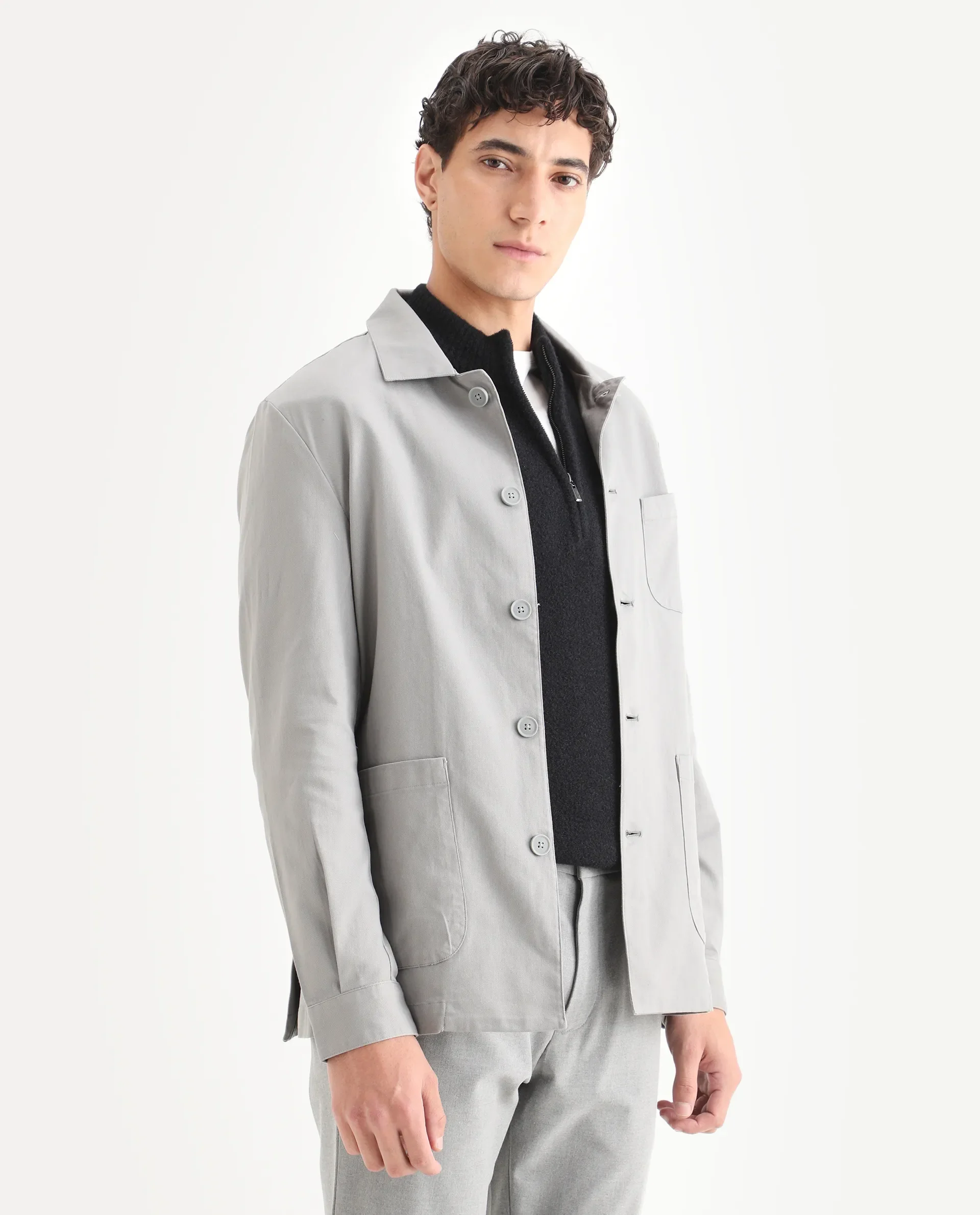 Rare Rabbit Men's Cotton Blend Plain Regular Fit Full Sleeve Spread Collar Jacket - Image 6