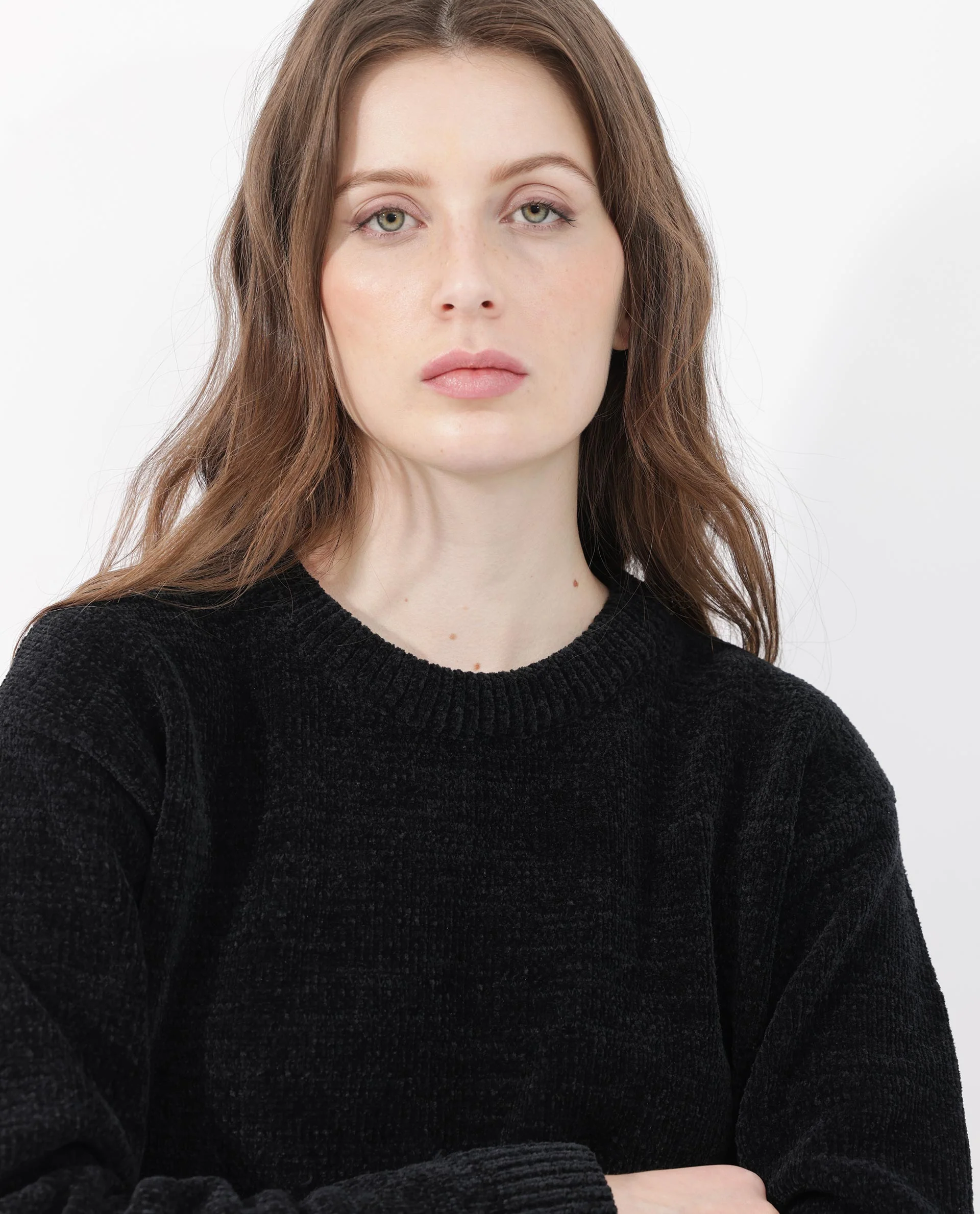 Rareism Women's Tosti Black Cotton Crew Neck Plain Regular Fit Sweater - Image 2