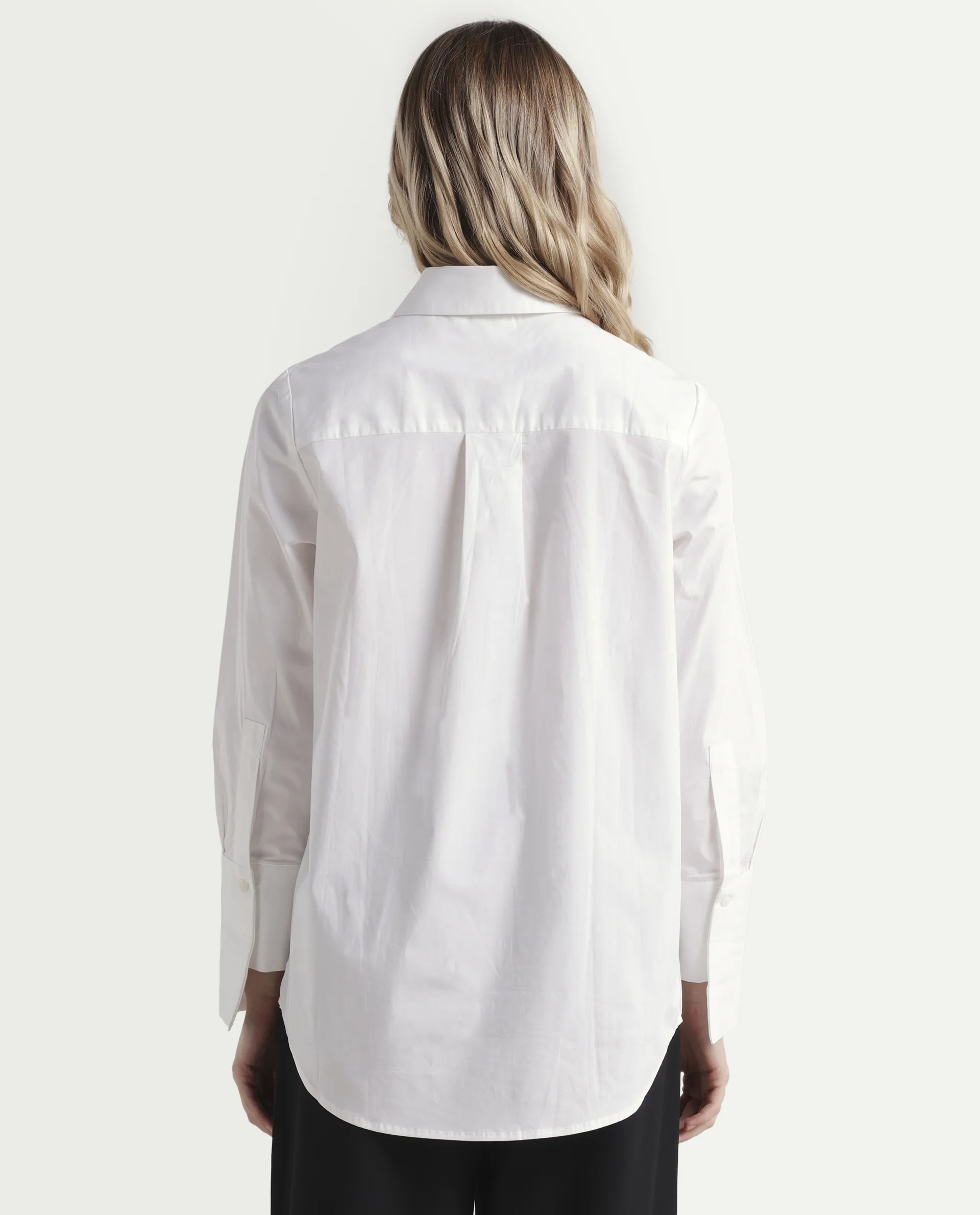Rareism Women's Tottori White Drop Collar Plain Cuffed Sleeve Relaxed Fit Shirt - Image 7