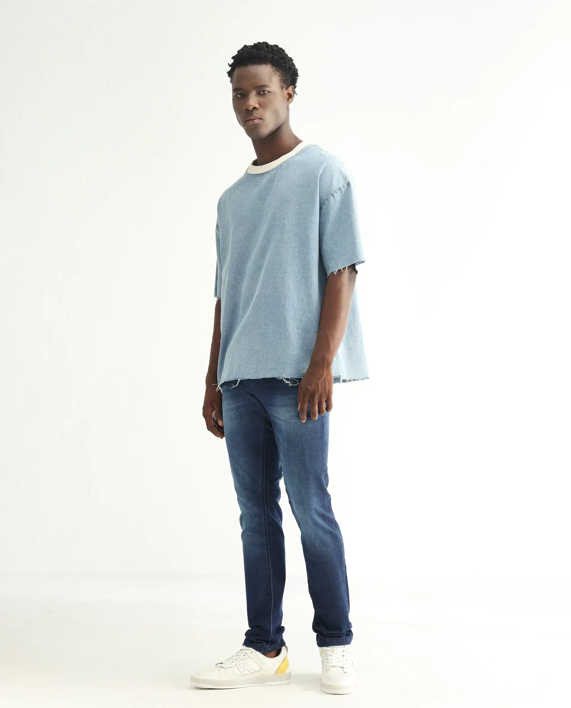 Rare Rabbit Men's Toucil Dark Blue Cotton Plain Hawk Slim Fit Jeans - Image 4