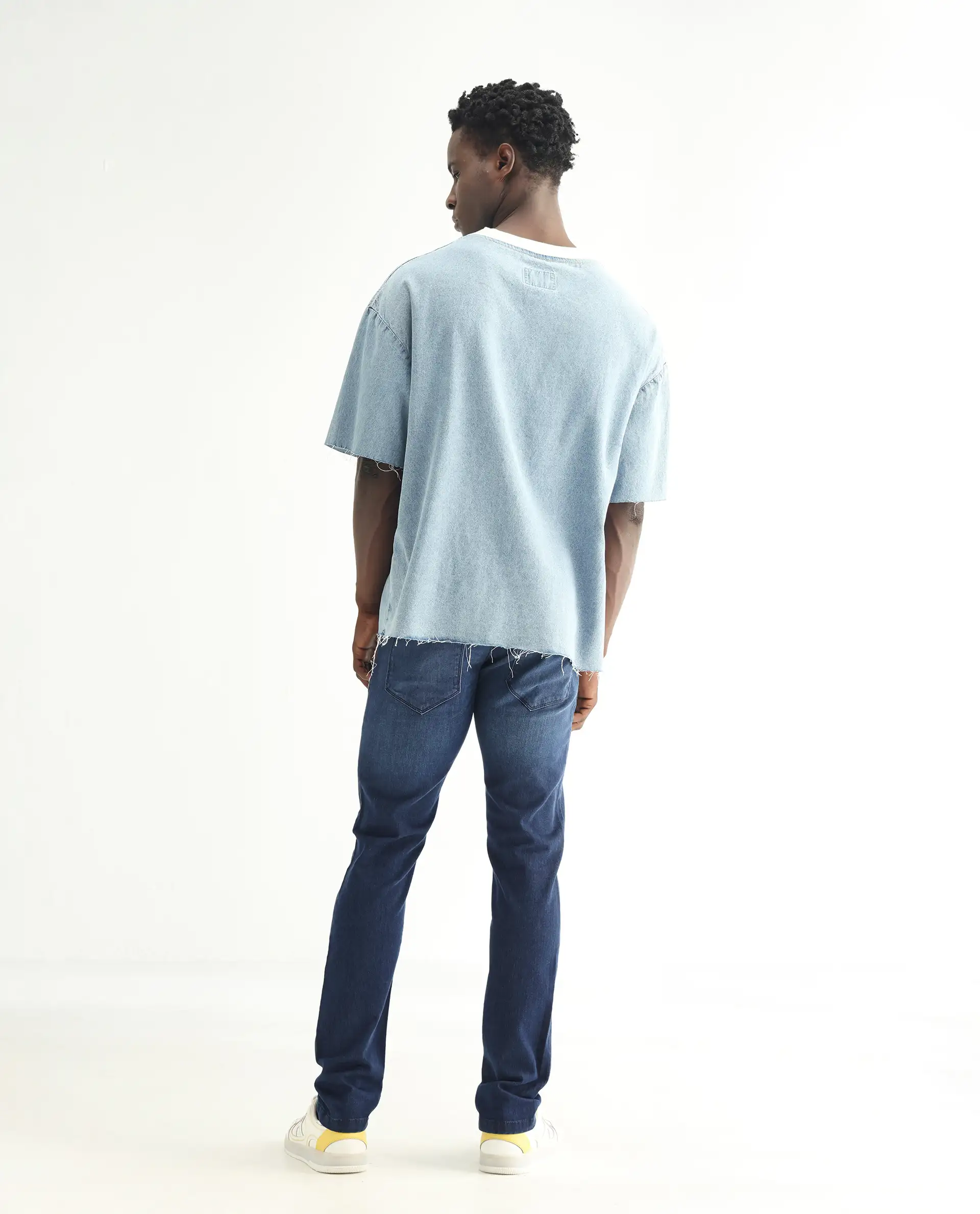 Rare Rabbit Men's Toucil Dark Blue Cotton Plain Hawk Slim Fit Jeans - Image 9
