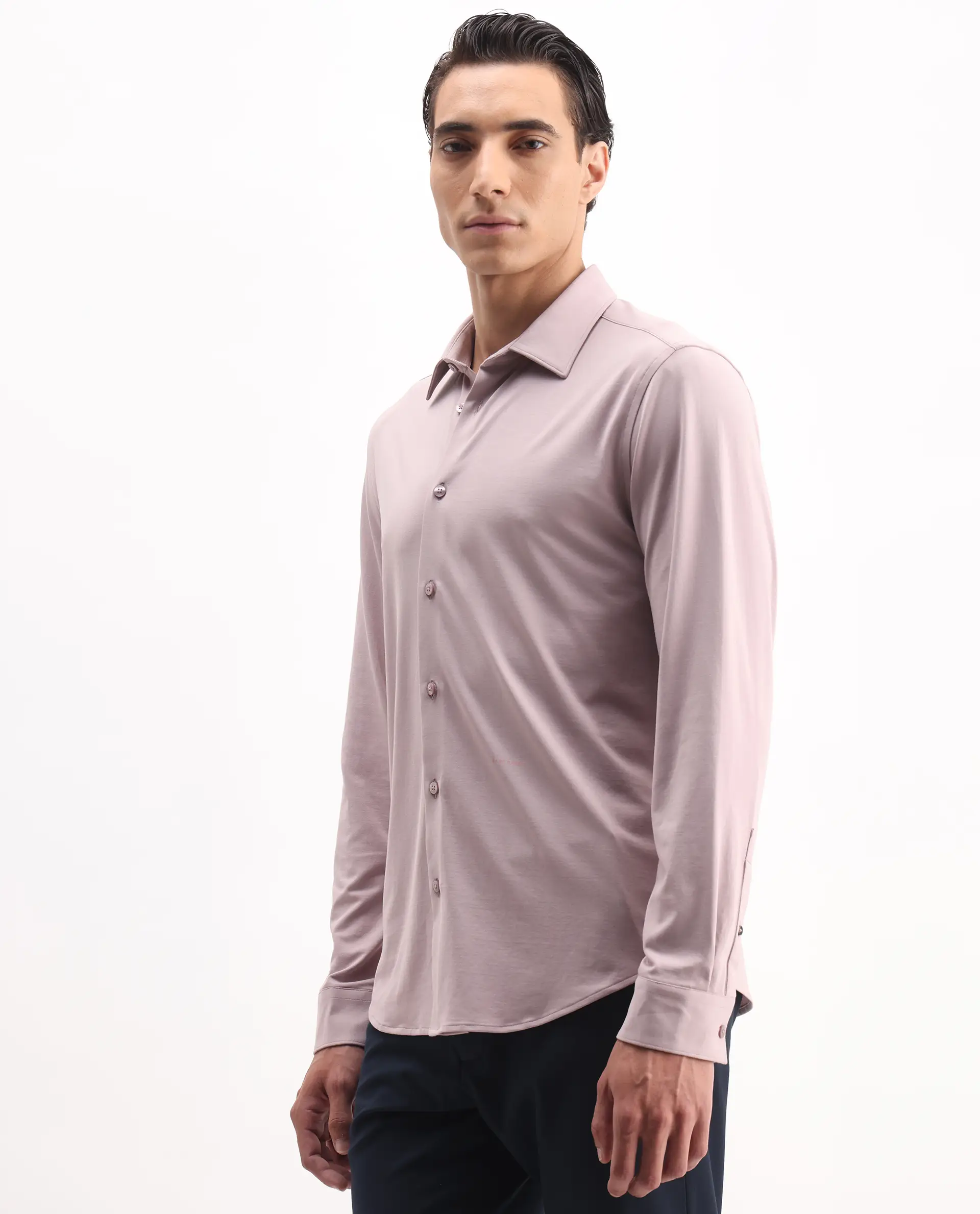 Rare Rabbit Men's Tour-25 Dusky Pink Cotton Blend Plain Regular Fit Full Sleeve Collared Shirt - Image 5