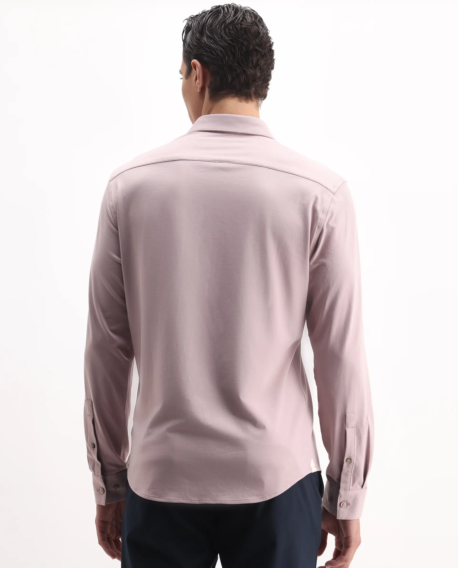 Rare Rabbit Men's Tour-25 Dusky Pink Cotton Blend Plain Regular Fit Full Sleeve Collared Shirt - Image 7