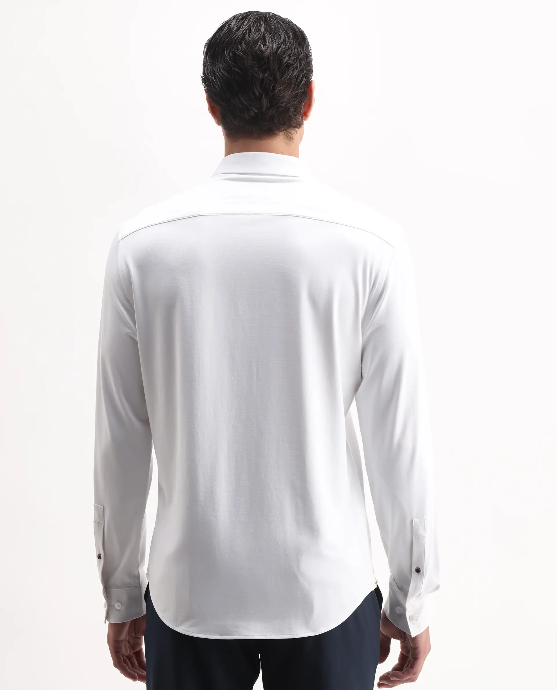 Rare Rabbit Men's Tour-25 White Cotton Blend Plain Regular Fit Full Sleeve Collared Shirt - Image 8