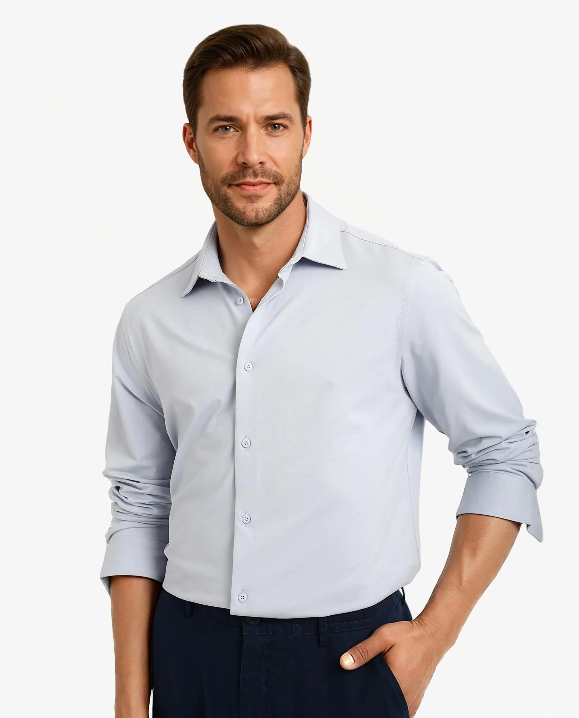 Rare Rabbit Men's Cotton Blend Plain Regular Fit Full Sleeve Collared Shirt - Image 2