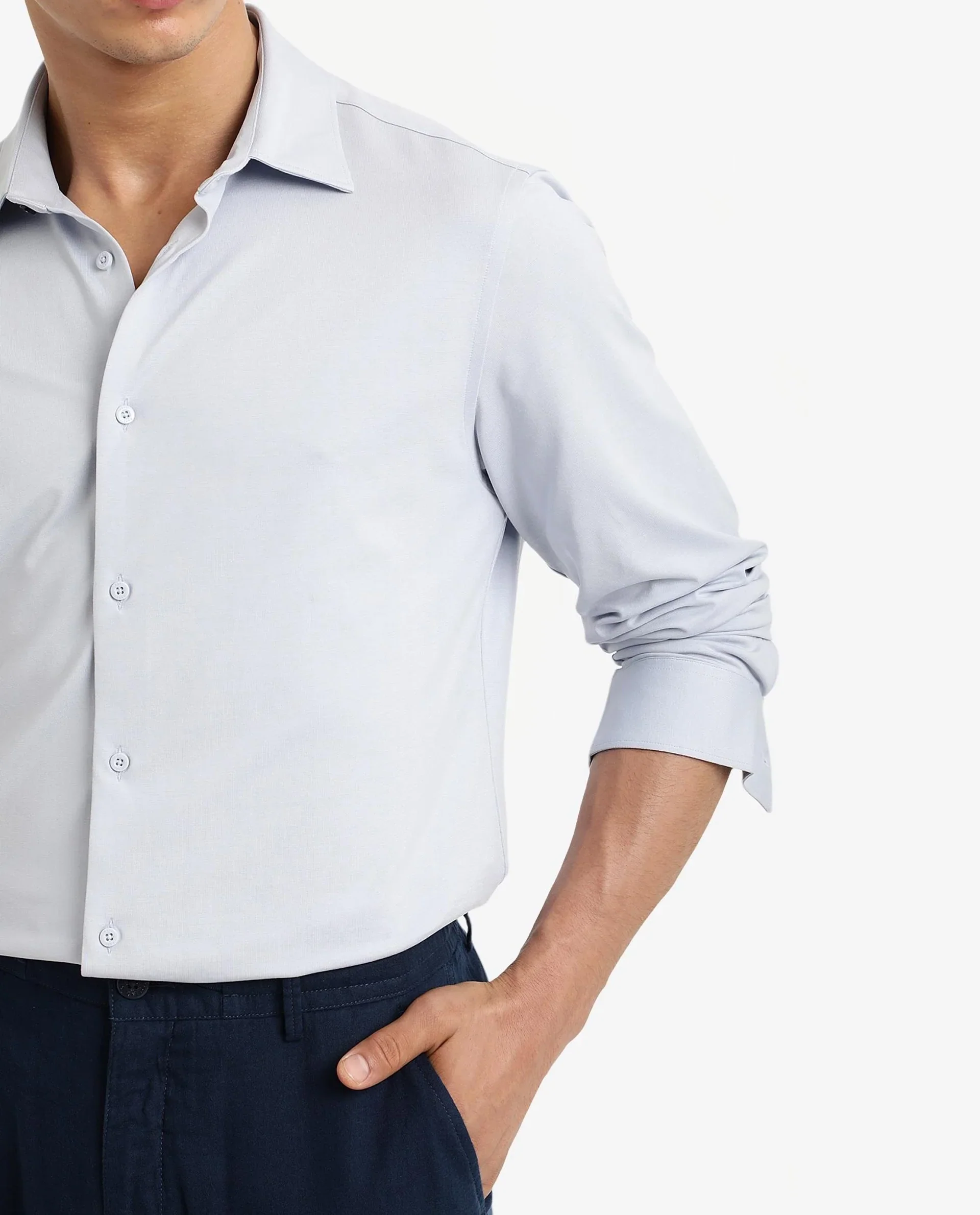 Rare Rabbit Men's Cotton Blend Plain Regular Fit Full Sleeve Collared Shirt - Image 6