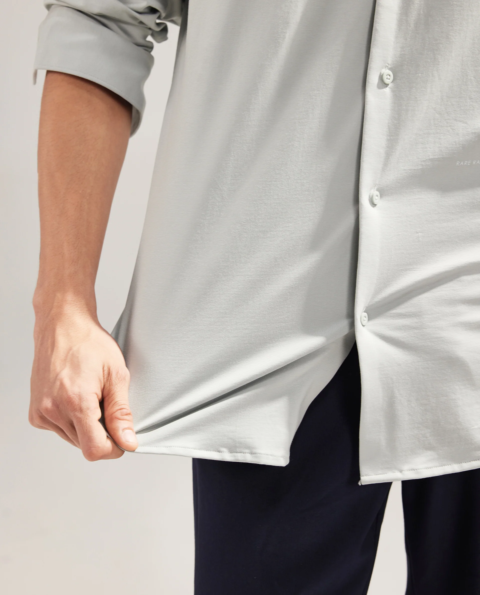 Rare Rabbit Men's Tour Pastel Green Cotton Blend Plain Regular Fit Full Sleeve Collared Shirt - Image 3