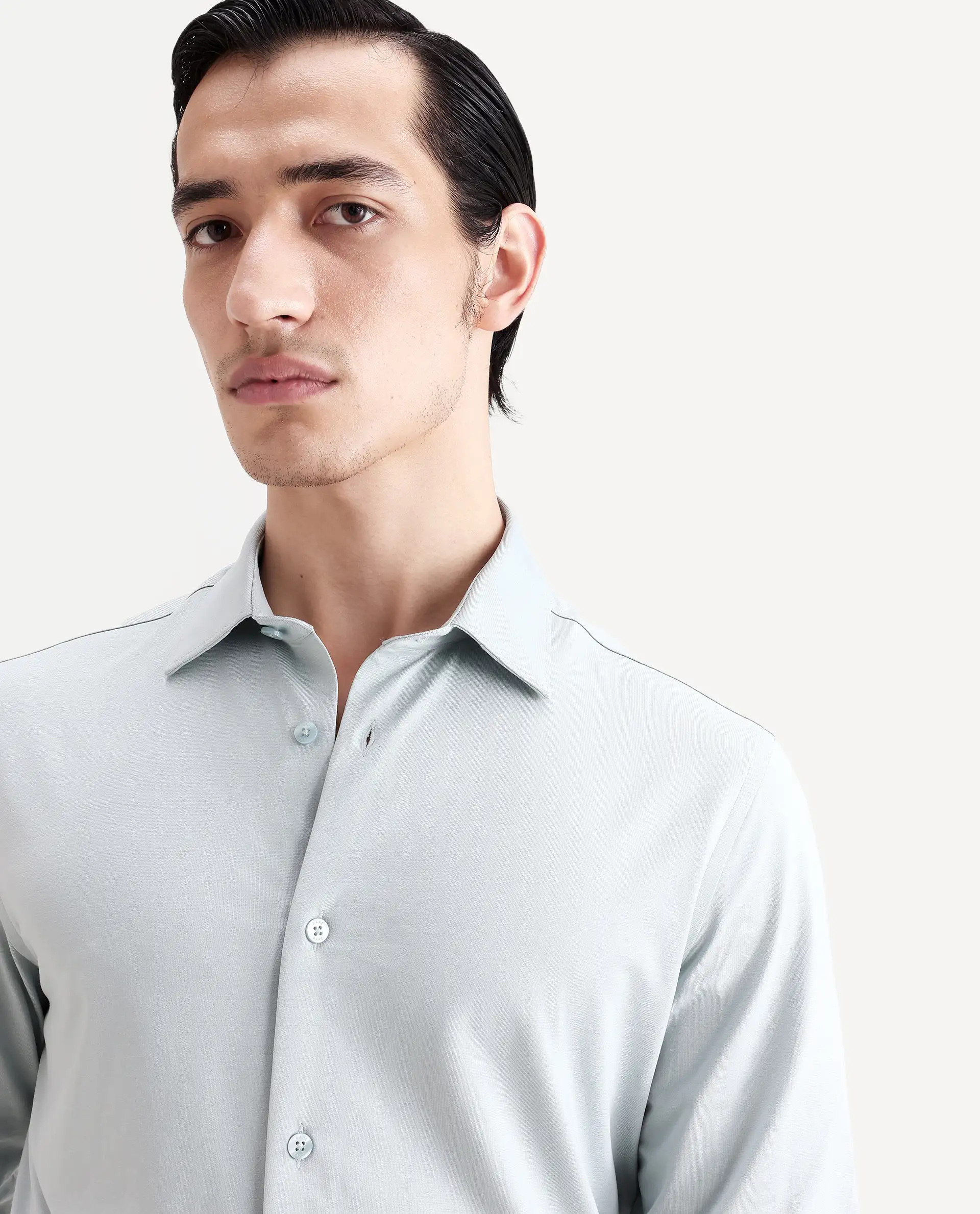 Rare Rabbit Men's Tour-Ss26 Pastel Green Cotton Blend Fabric Full Sleeve Spread Collar Regular Fit Plain Shirt - Image 4