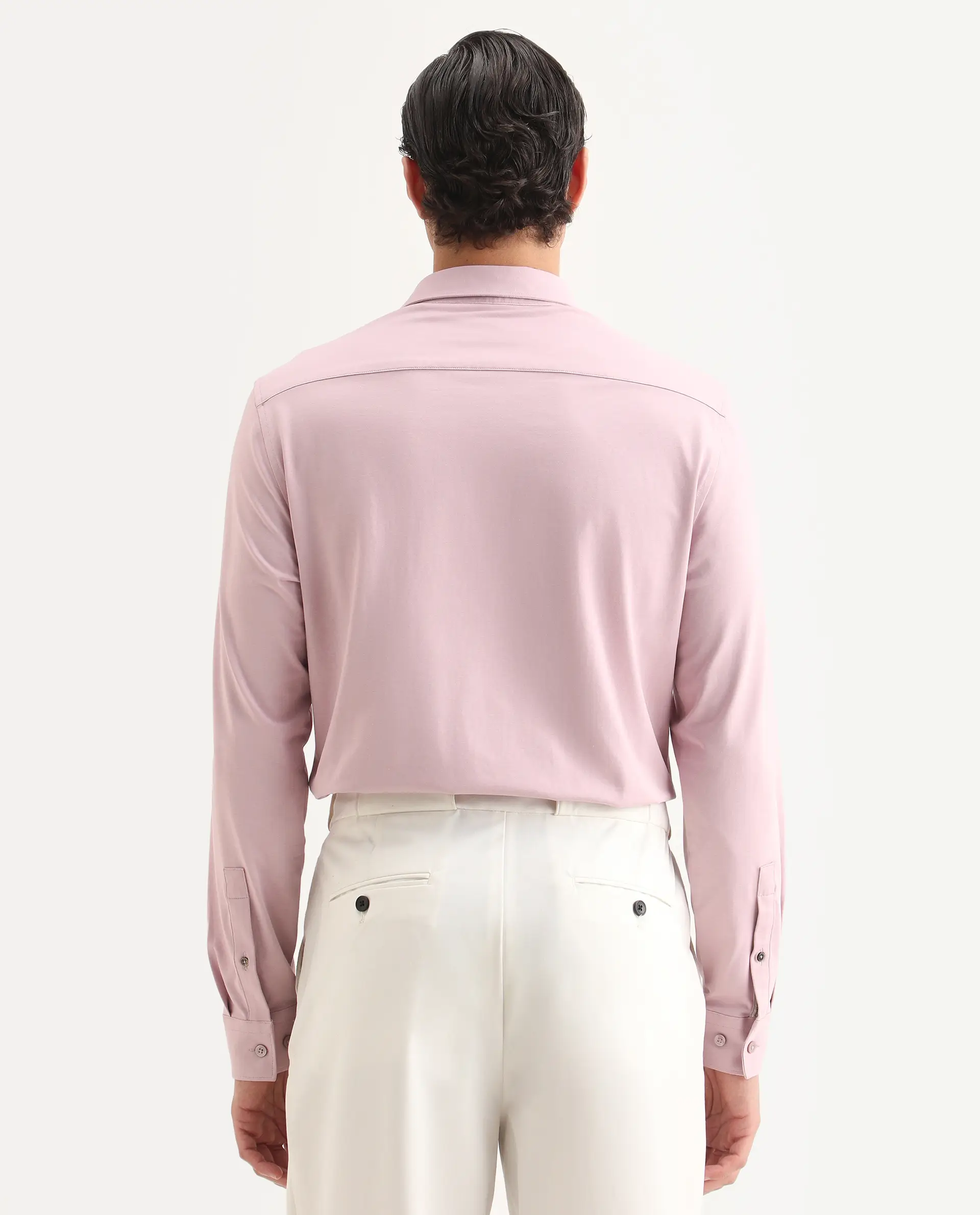 Rare Rabbit Men's Tour-Ss26 Pastel Pink Cotton Blend Fabric Full Sleeve Spread Collar Regular Fit Plain Shirt - Image 7