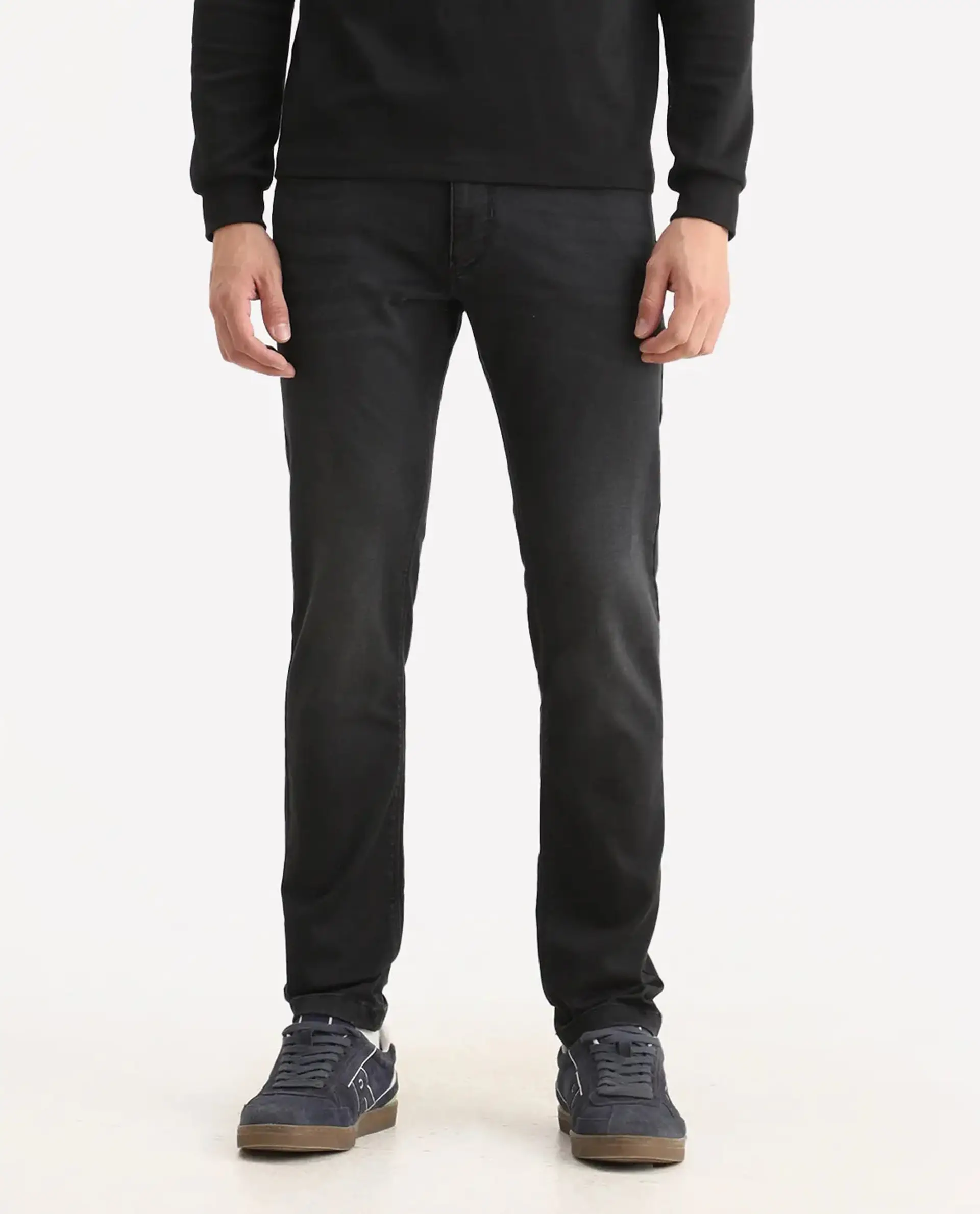 Rare Rabbit Men's Tours-1 Dark Grey Cotton Blend Fabric Hawk Slim Plain Jeans - Image 10