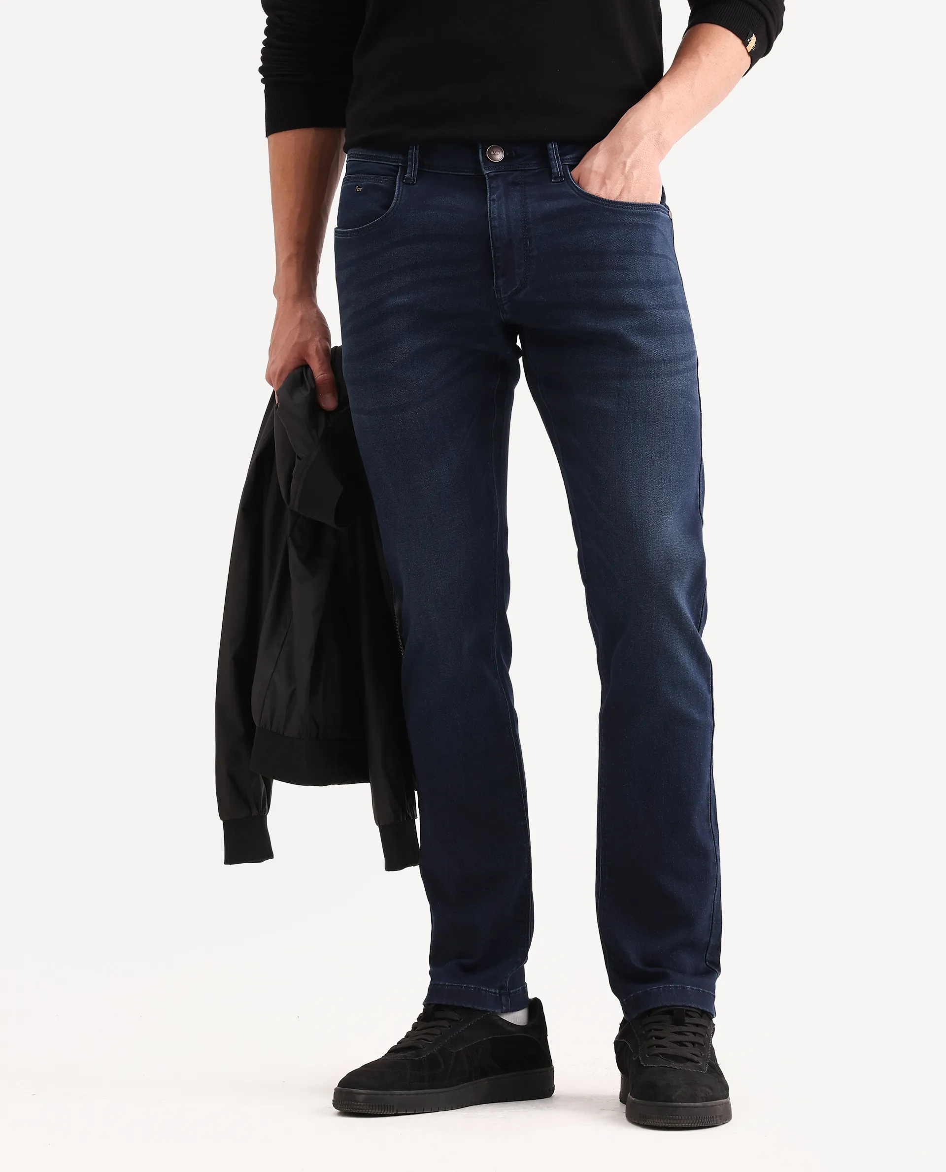 Rare Rabbit Men's Tours-2 Dark Blue Cotton Blend Fabric Hawk Slim Fit Jeans - Image 2