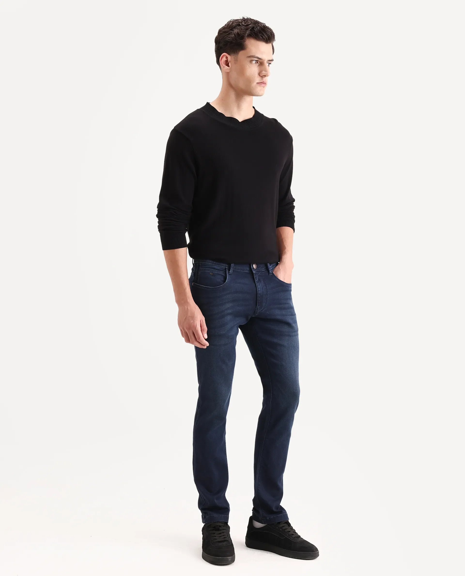 Rare Rabbit Men's Tours-2 Dark Blue Cotton Blend Fabric Hawk Slim Fit Jeans - Image 5