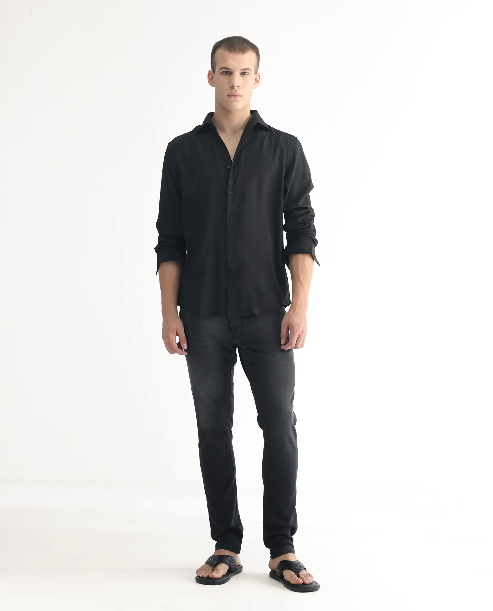 Rare Rabbit Men's Tours Black Cotton Plain Hawk Slim Fit Jeans - Image 4