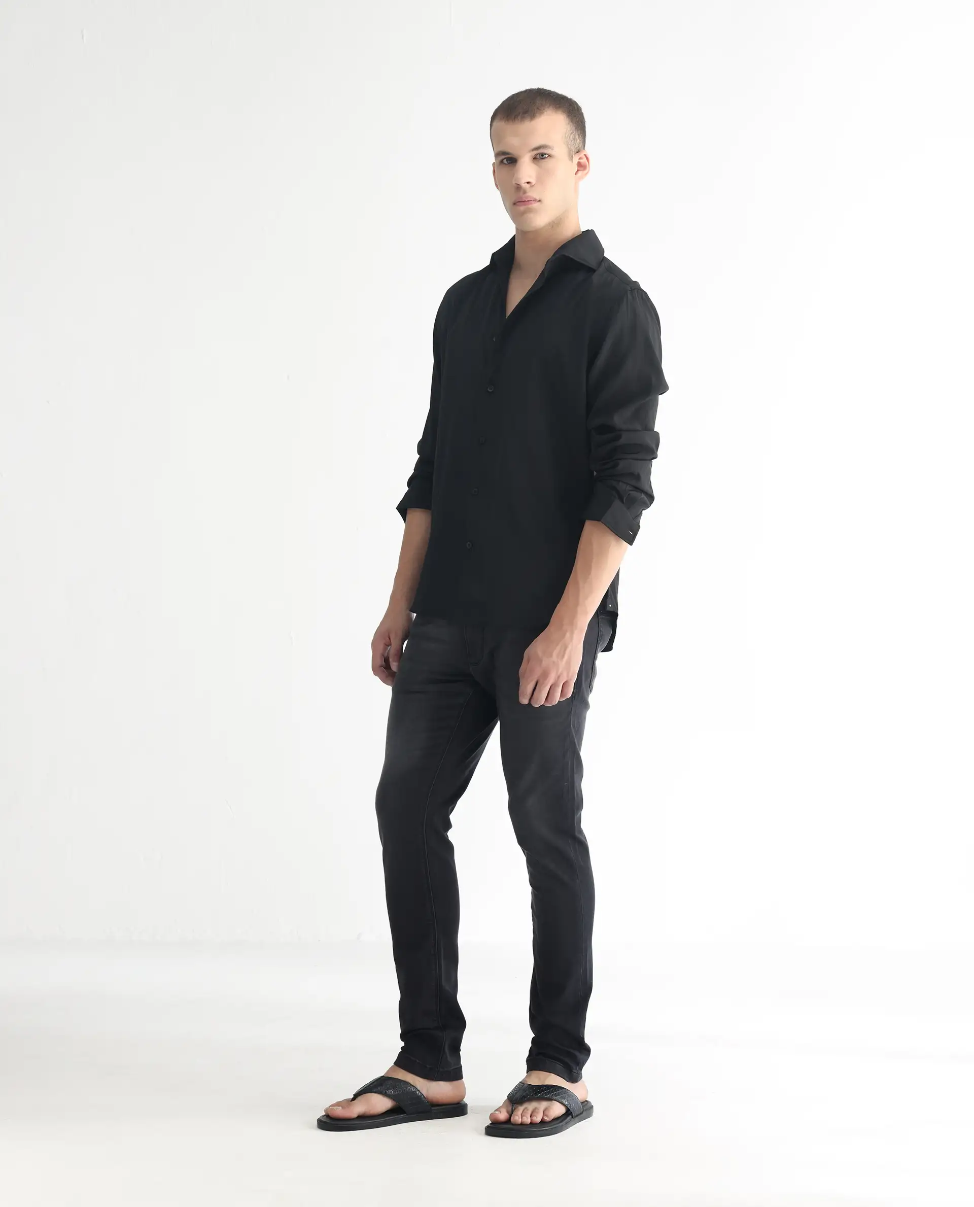 Rare Rabbit Men's Tours Black Cotton Plain Hawk Slim Fit Jeans - Image 5