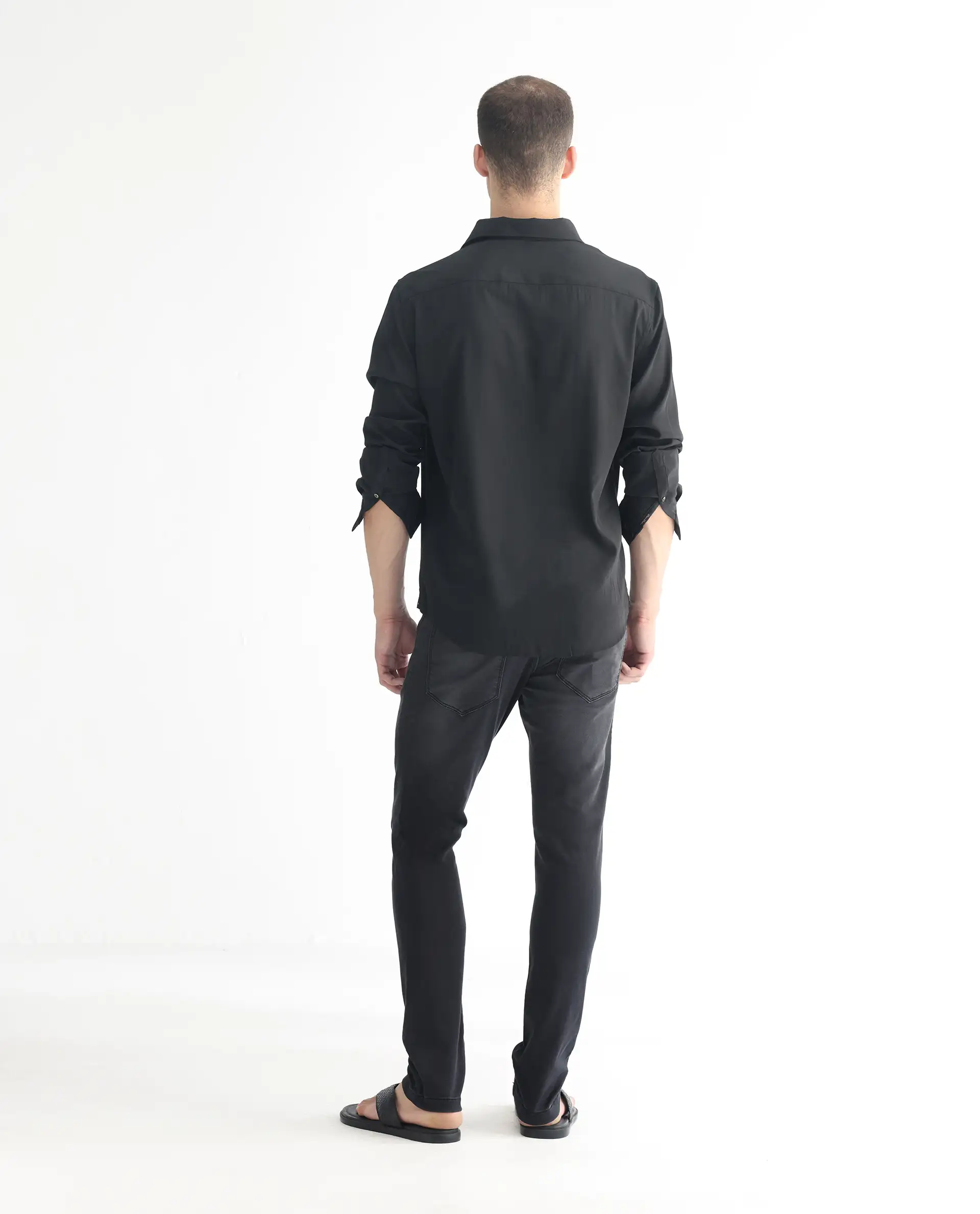 Rare Rabbit Men's Tours Black Cotton Plain Hawk Slim Fit Jeans - Image 9