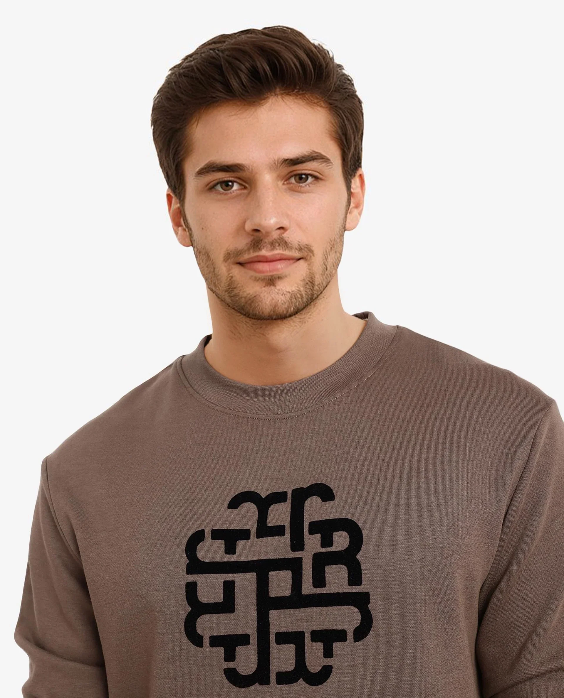 Rare Rabbit Men's Toxon Dusky Olive Cotton Blend Graphic Print Regular Fit Full Sleeve Crew Neck Sweatshirt - Image 2