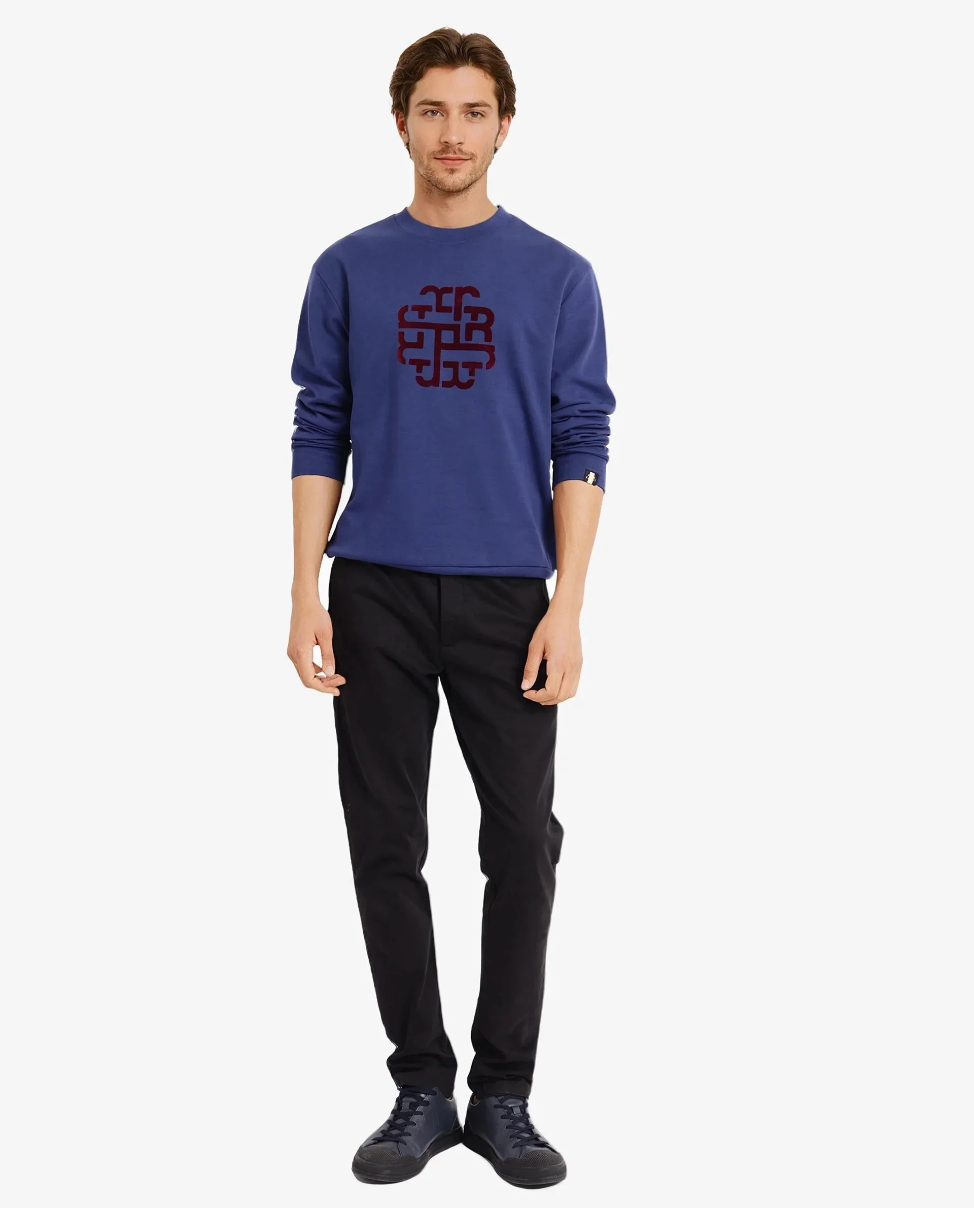Rare Rabbit Men's Toxon Navy Cotton Blend Graphic Print Regular Fit Full Sleeve Crew Neck Sweatshirt - Image 3