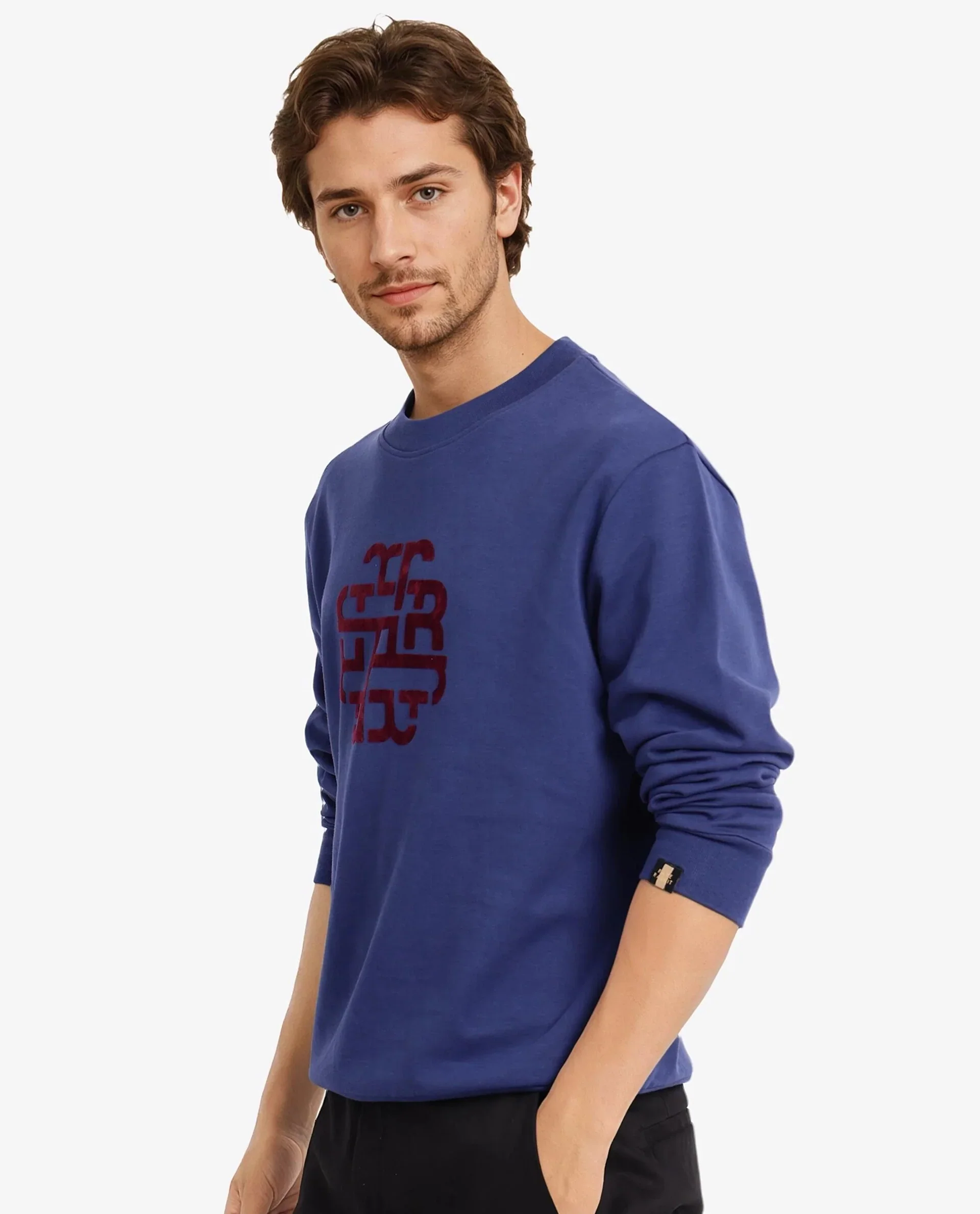 Rare Rabbit Men's Toxon Navy Cotton Blend Graphic Print Regular Fit Full Sleeve Crew Neck Sweatshirt - Image 8